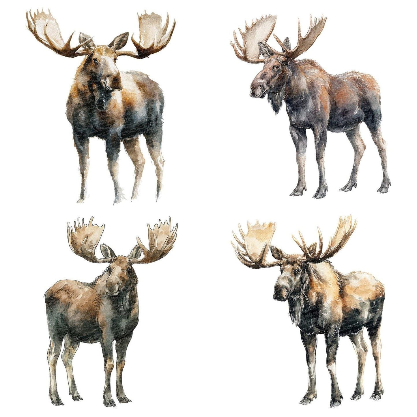 Watercolour Moose Antlers Clipart Set (DDD007221)