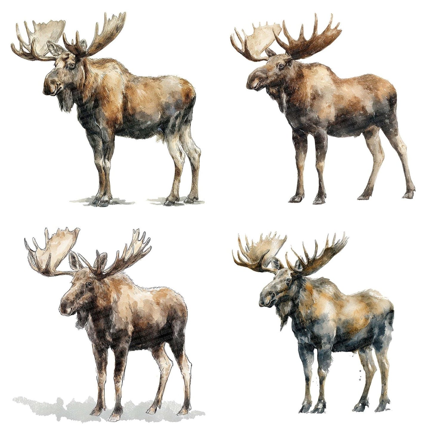 Watercolour Moose Antlers Clipart Set (DDD007221)