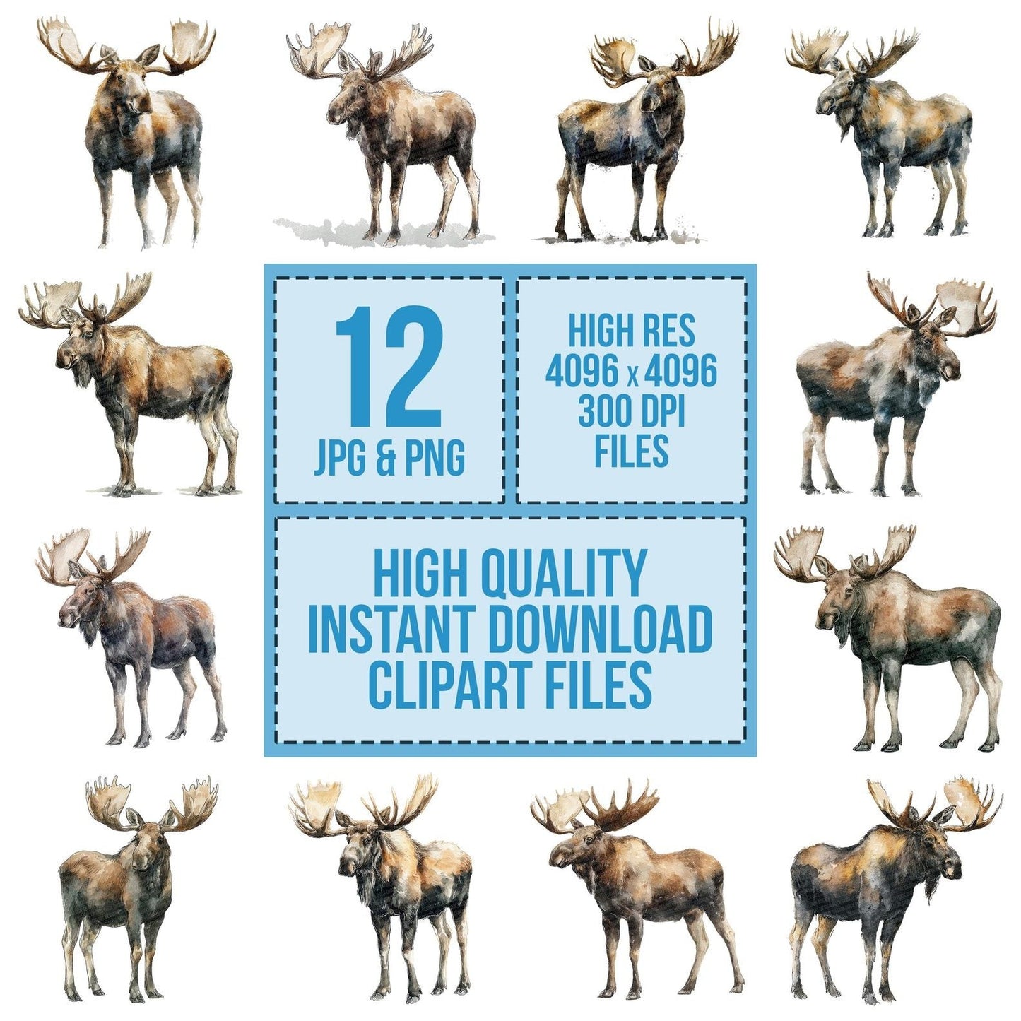 Watercolour Moose Antlers Clipart Set (DDD007221)