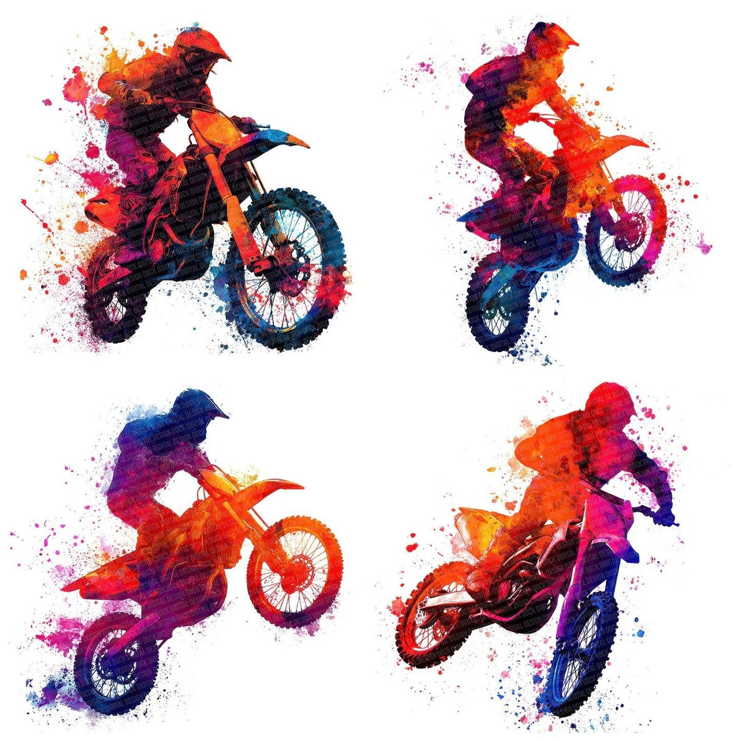 Watercolour Motocross Rider Clipart Set (DDD007225)