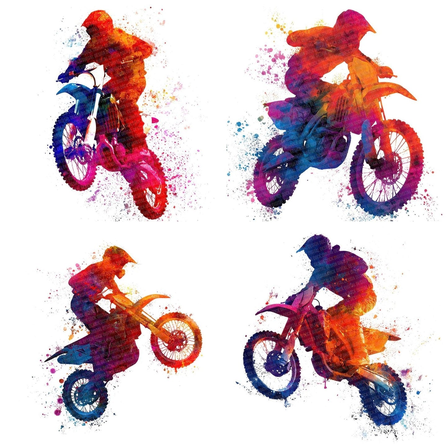 Watercolour Motocross Rider Clipart Set (DDD007225)