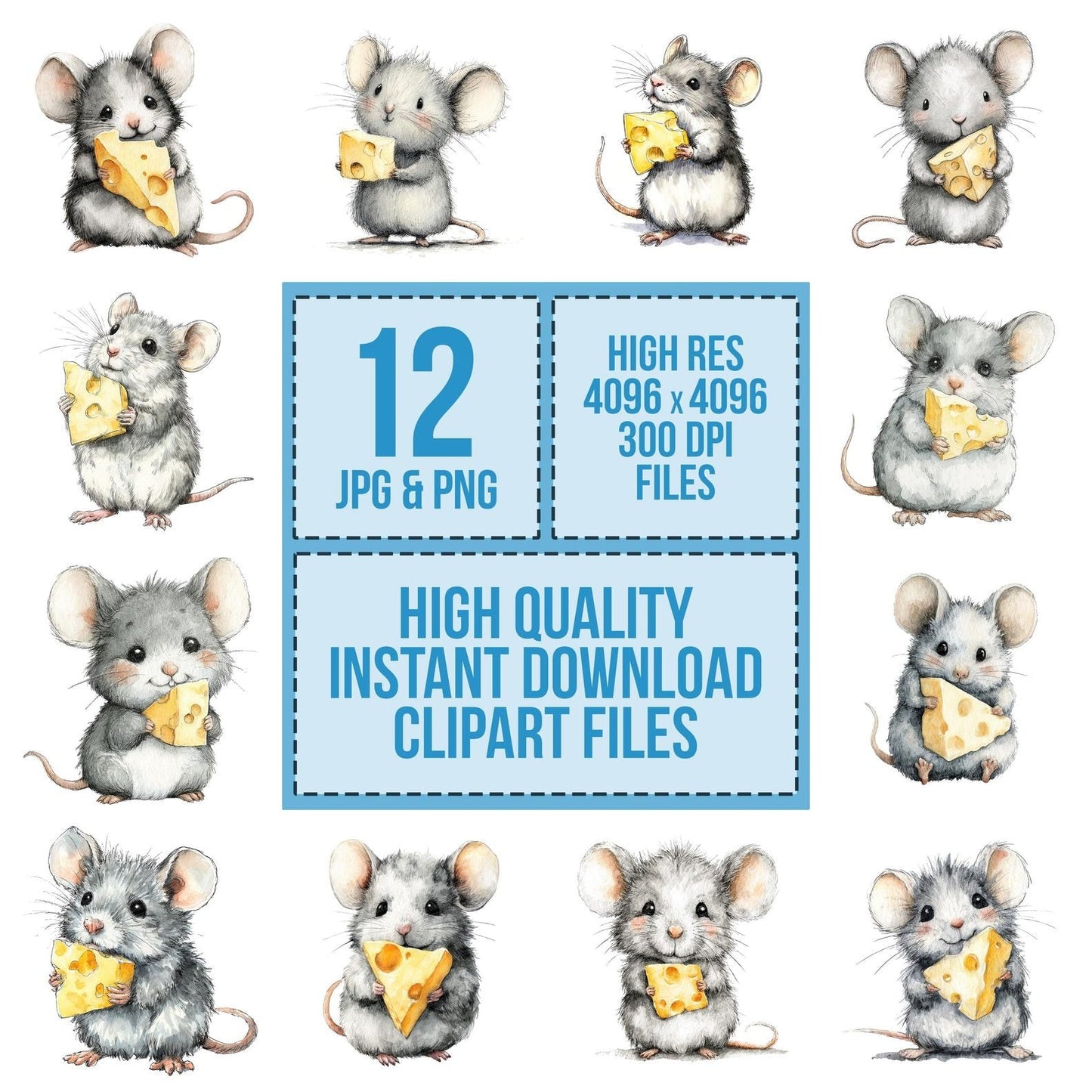 Watercolour Mouse Clipart Set (DDD007226)