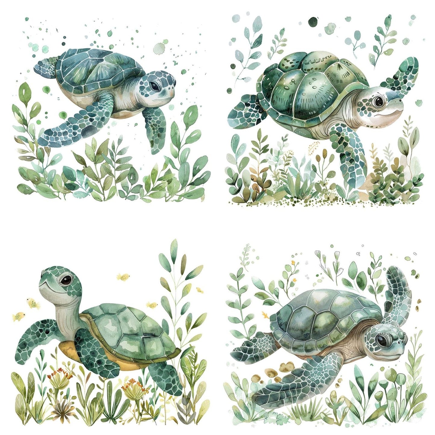 Watercolour Nursery Sea Turtle Clipart Set (DDD007234)