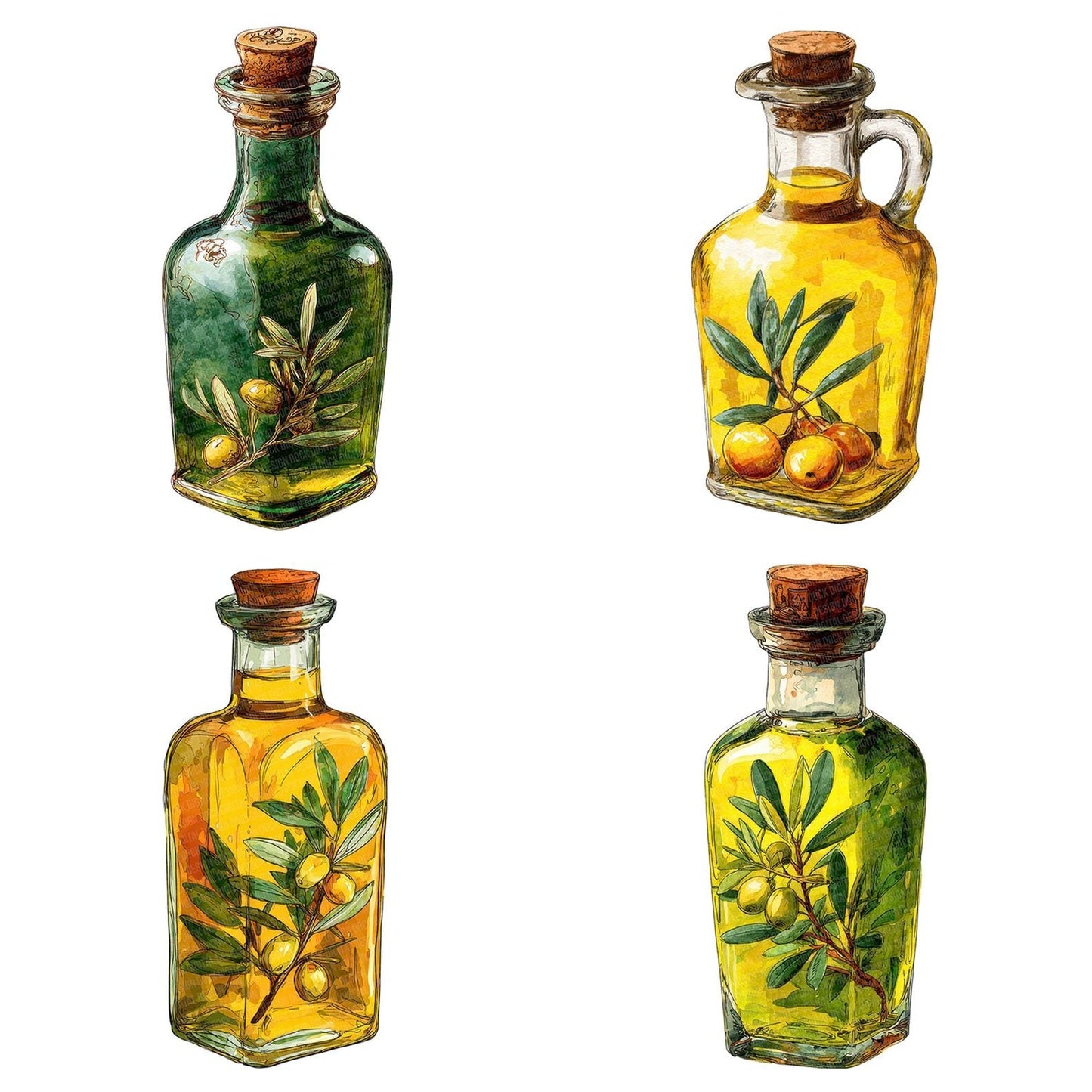 Watercolour Olive Oil Clipart Set (DDD007239)