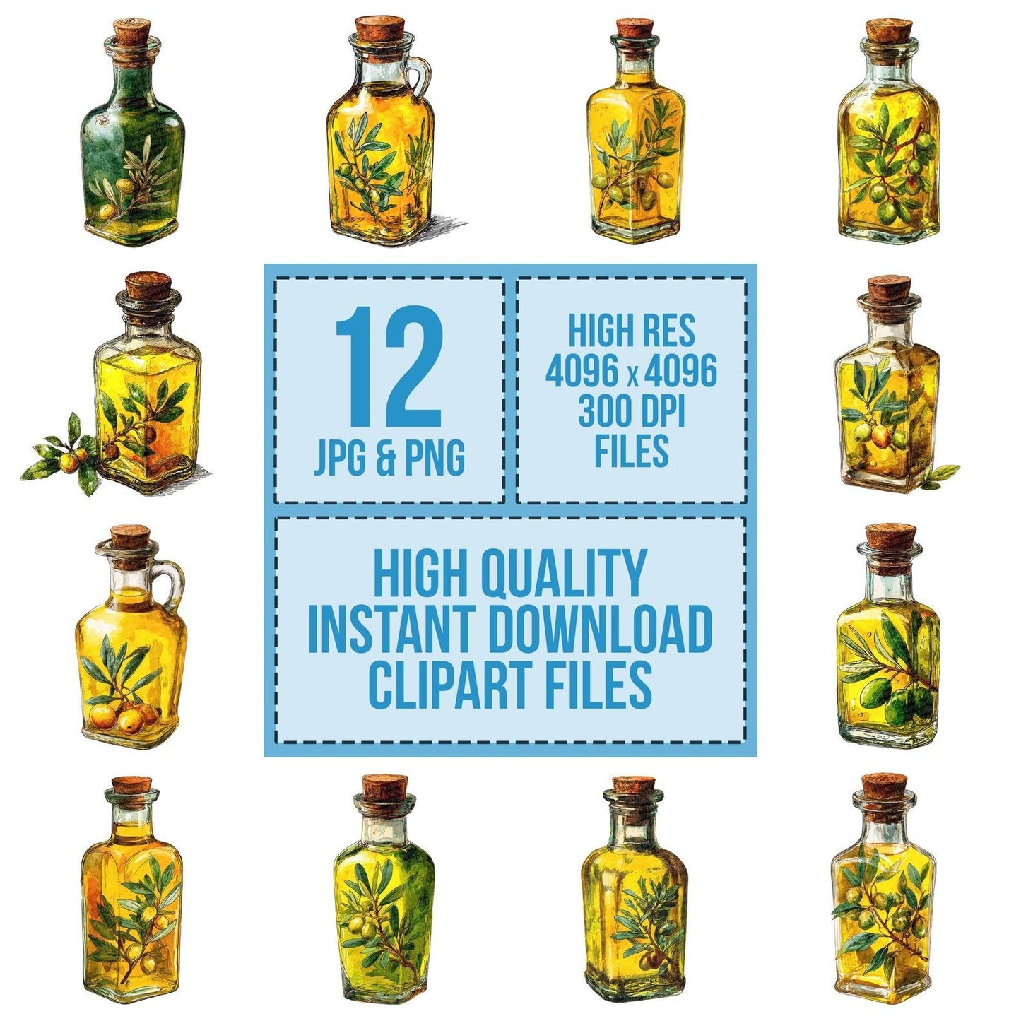 Watercolour Olive Oil Clipart Set (DDD007239)