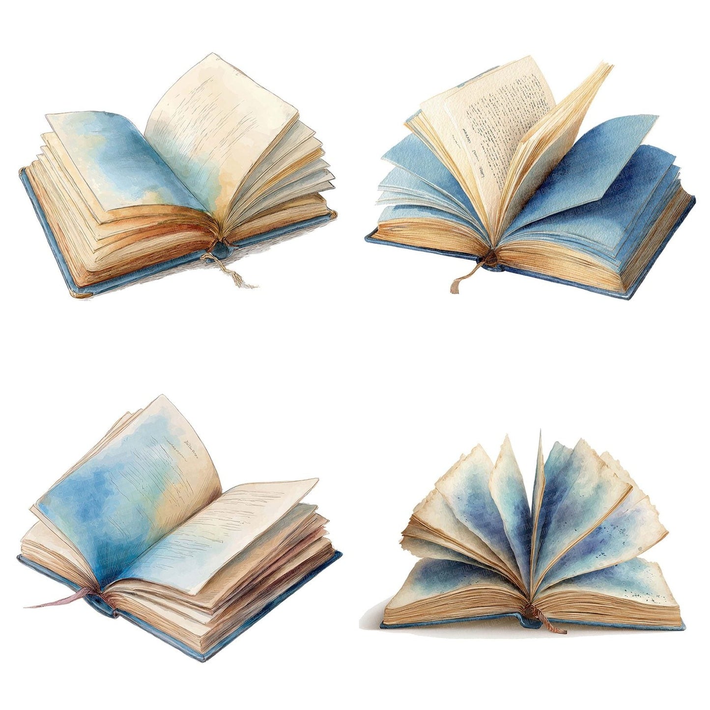 Watercolour Open Book Clipart Set (DDD007241)