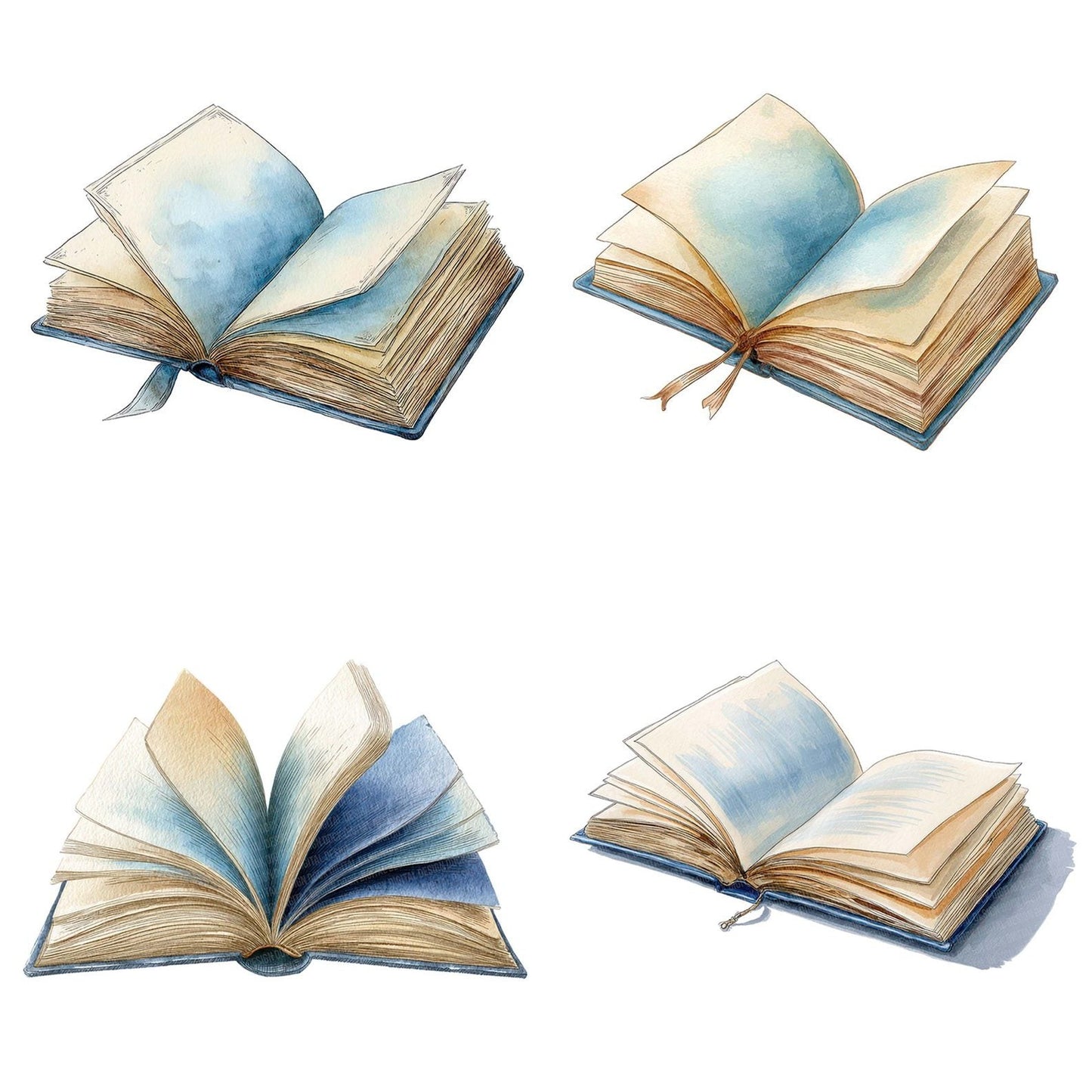 Watercolour Open Book Clipart Set (DDD007241)