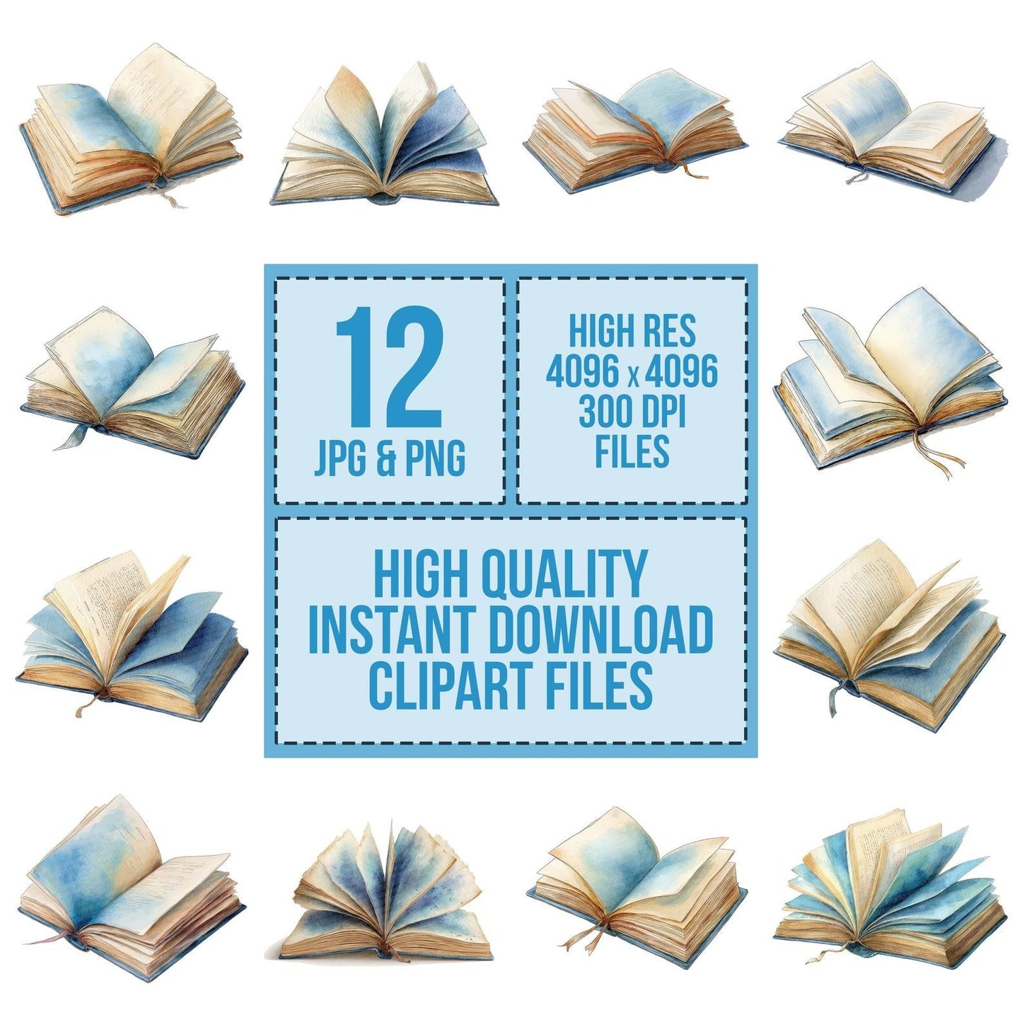 Watercolour Open Book Clipart Set (DDD007241)