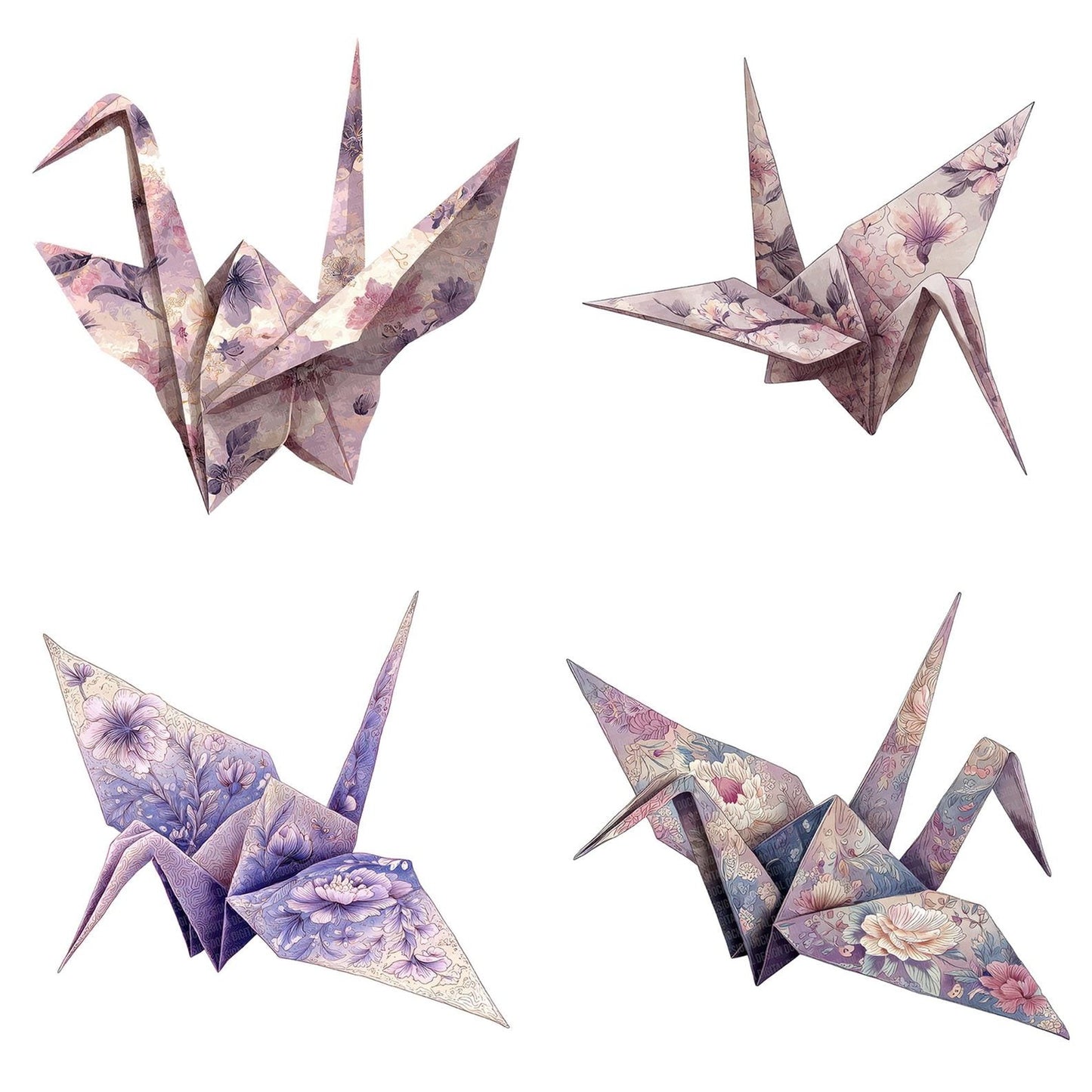 Watercolour Origami Crane Clipart Set (DDD007242)