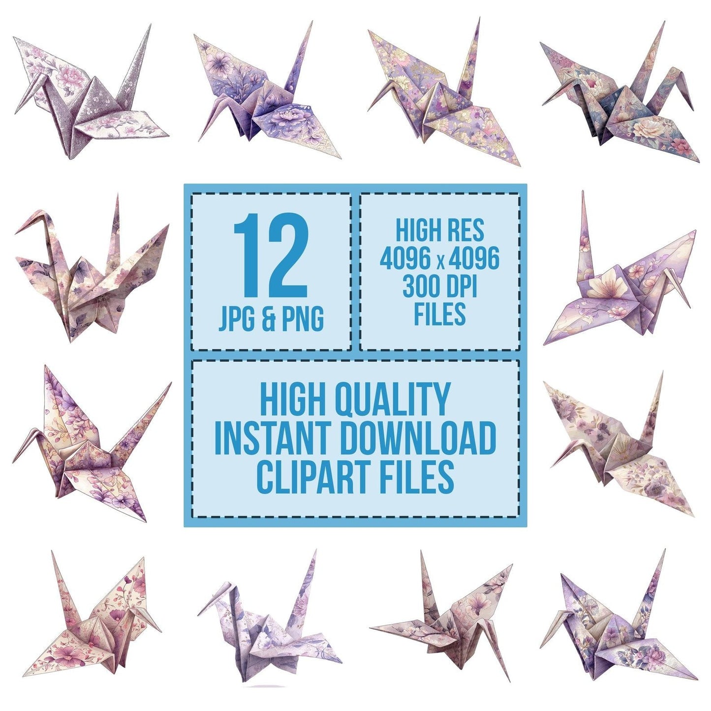 Watercolour Origami Crane Clipart Set (DDD007242)