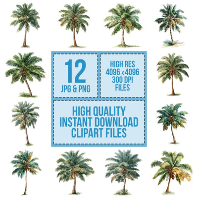 Watercolour Palm Tree Clipart Set (DDD007247)