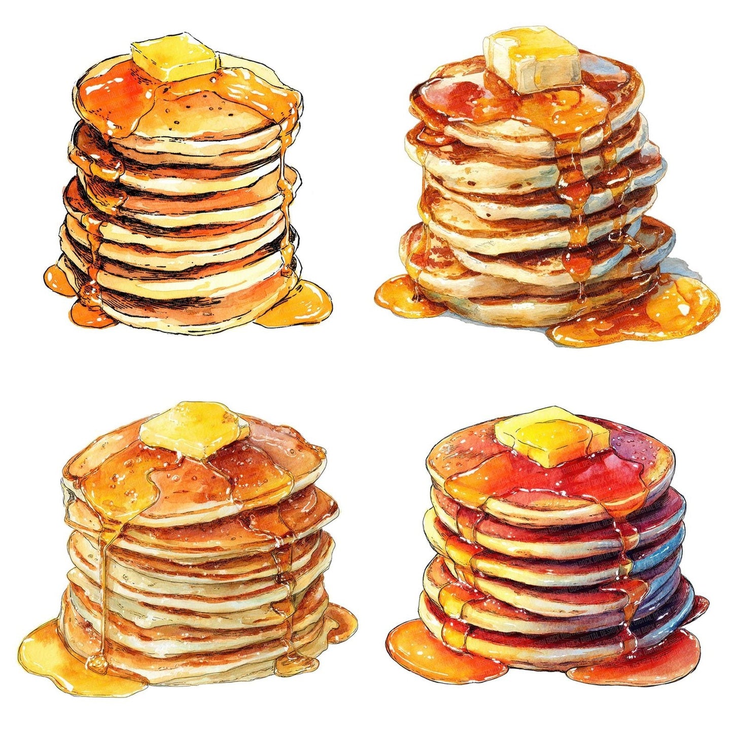 Watercolour Pancake Stack Clipart Set (DDD007248)