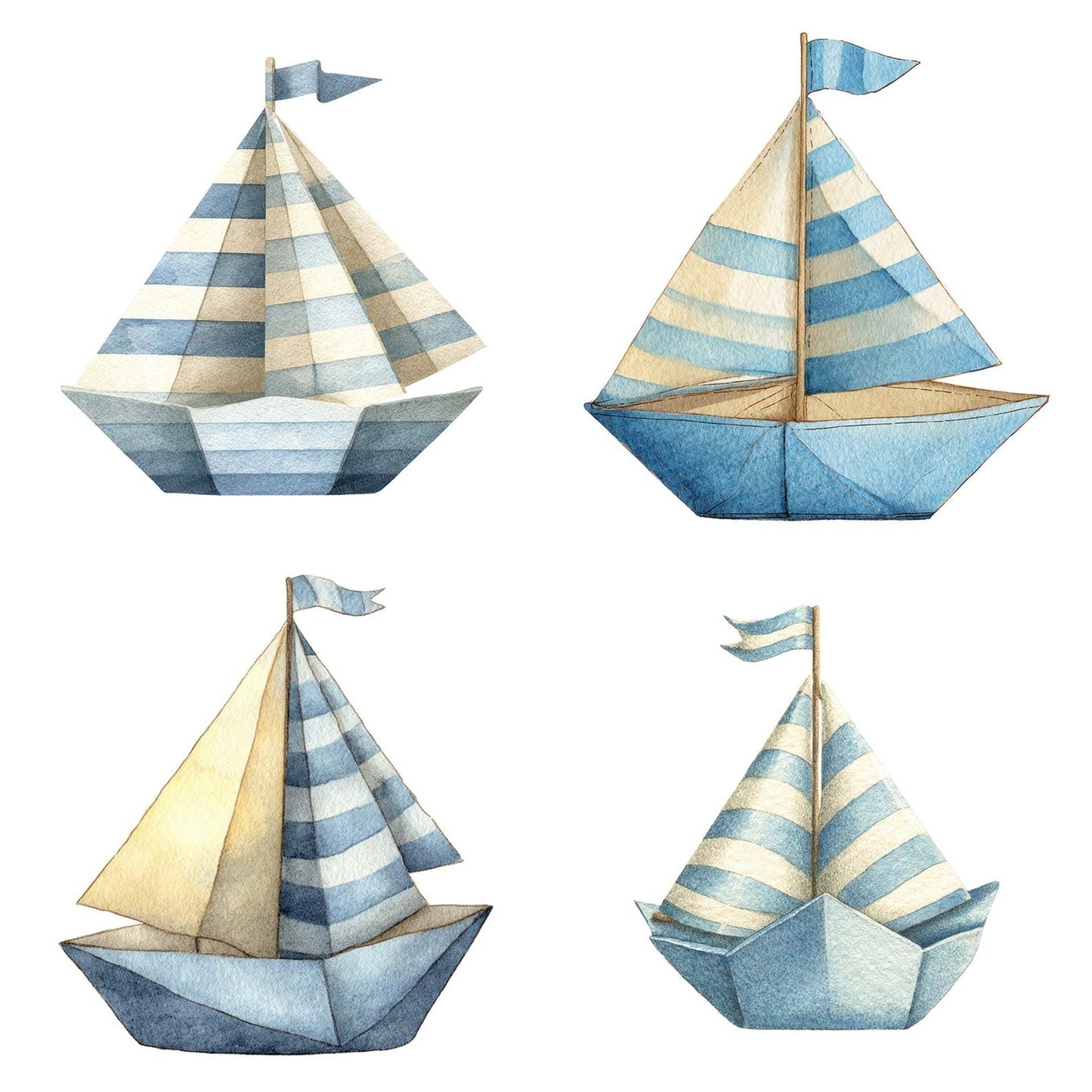 Watercolour Paper Sailboat Clipart Set (DDD007250)