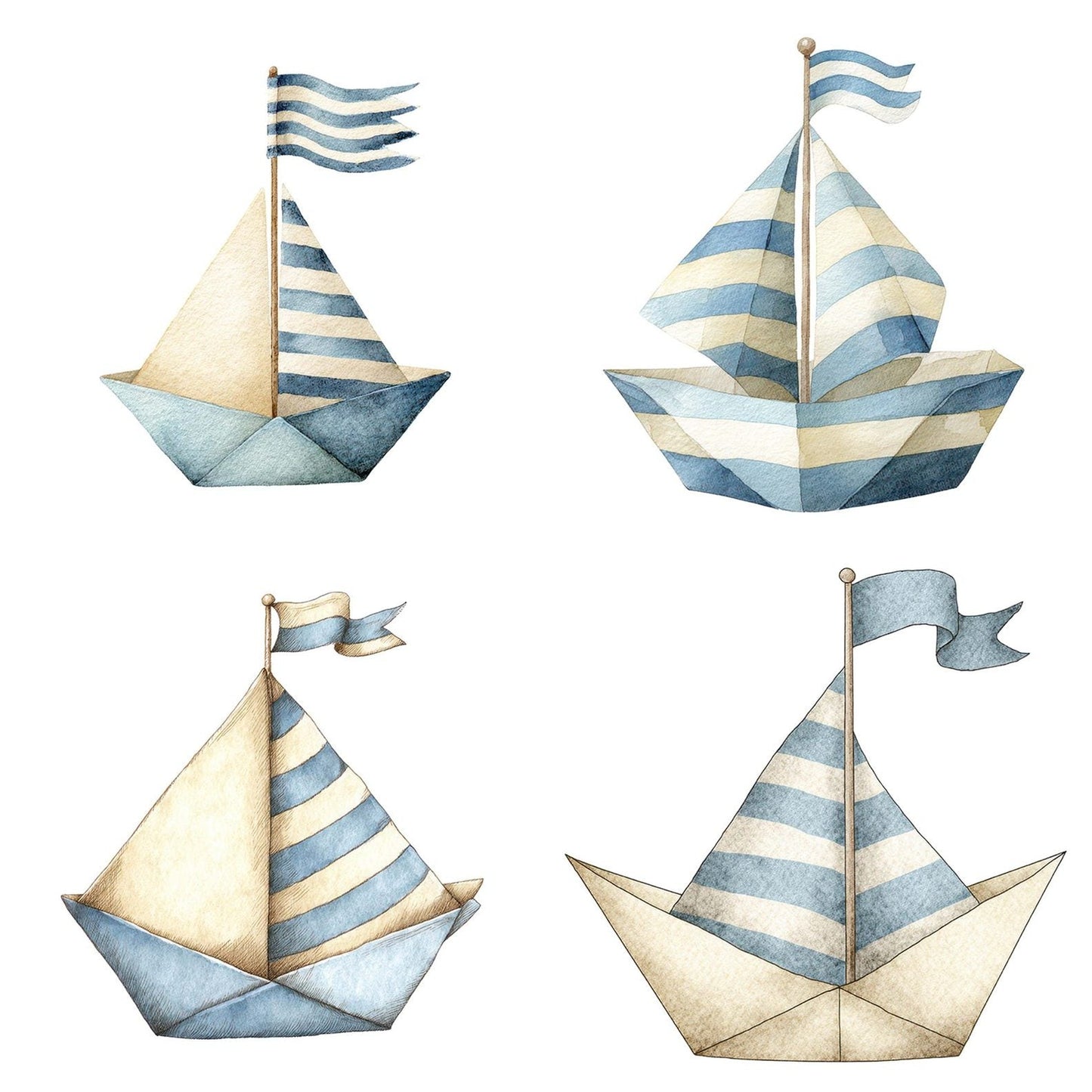 Watercolour Paper Sailboat Clipart Set (DDD007250)