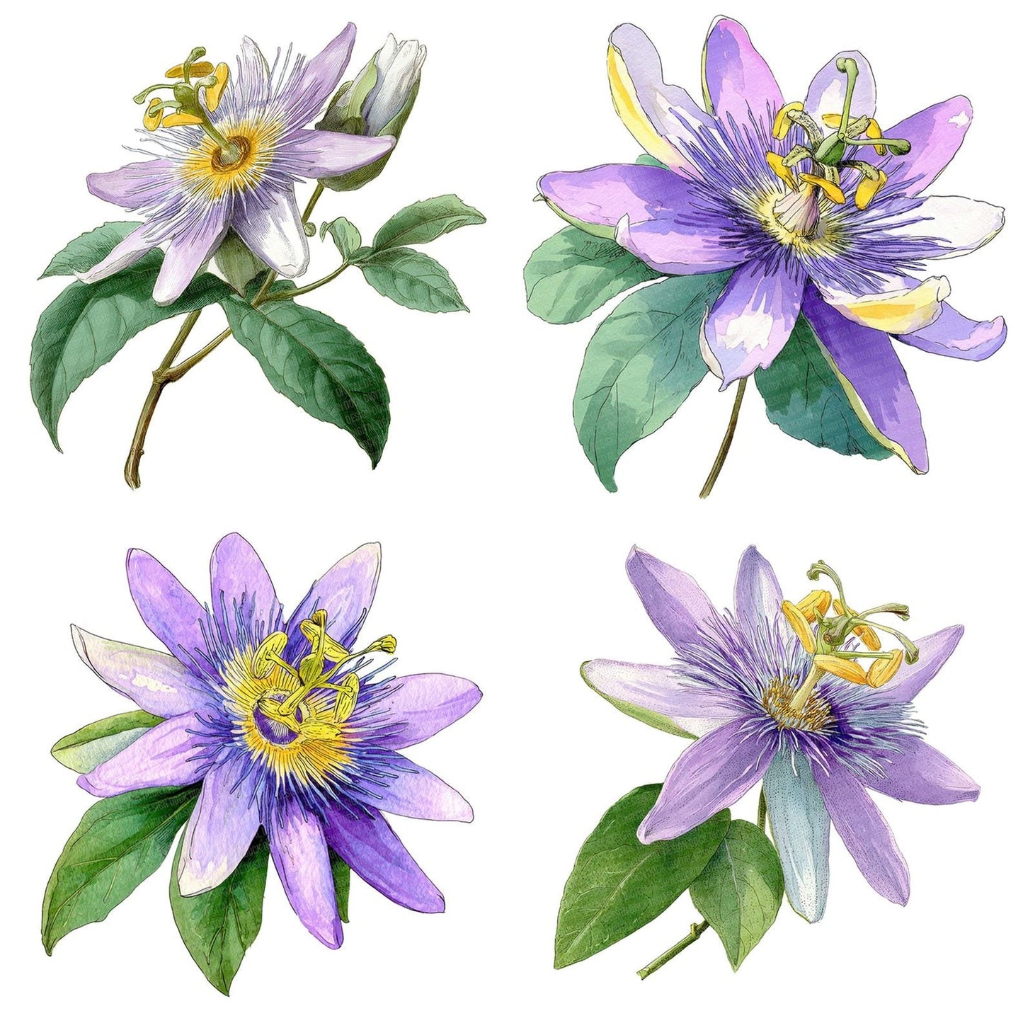 Watercolour Passionflower Clipart Set (DDD007253)
