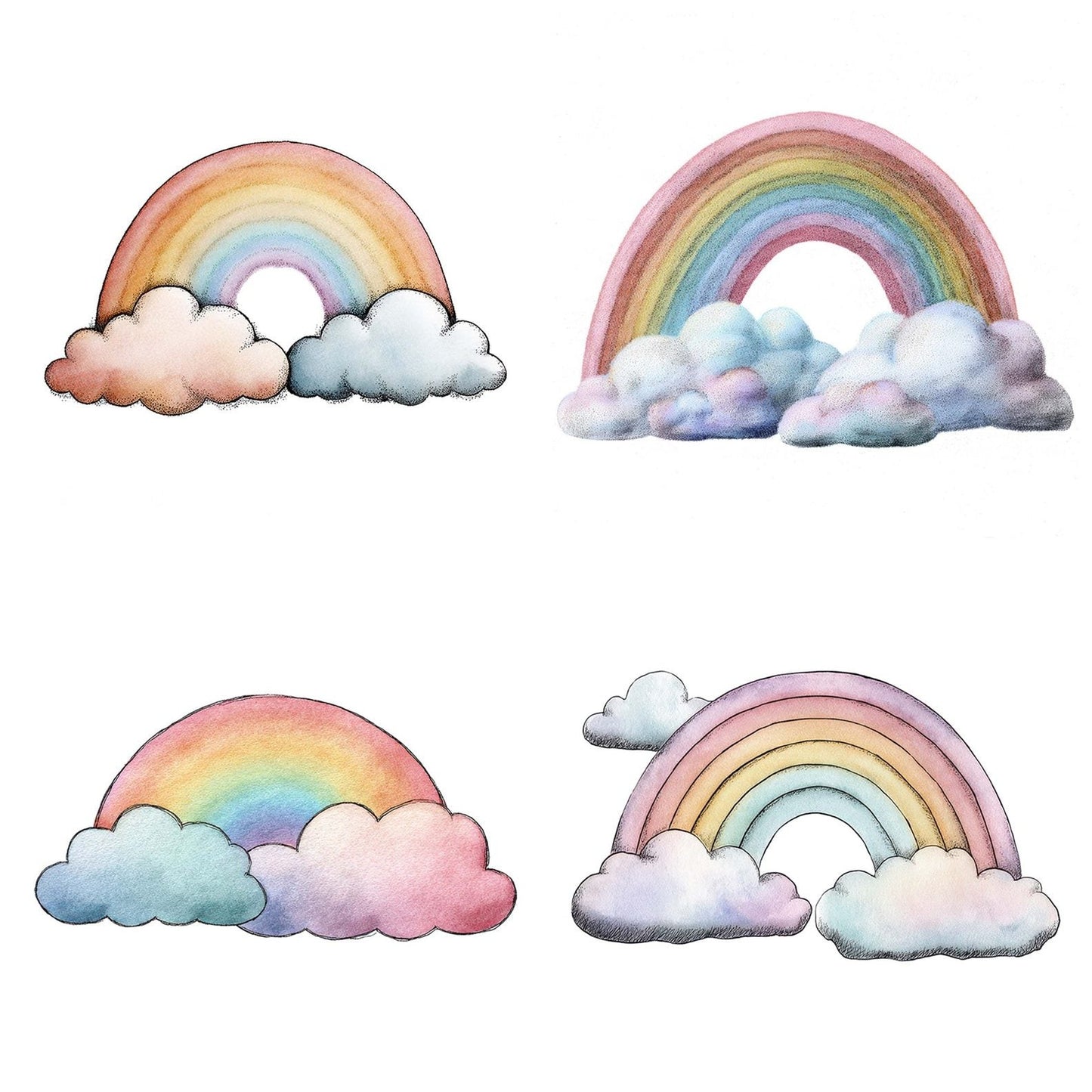 Watercolour Pastel Rainbow Clipart Set (DDD007254)
