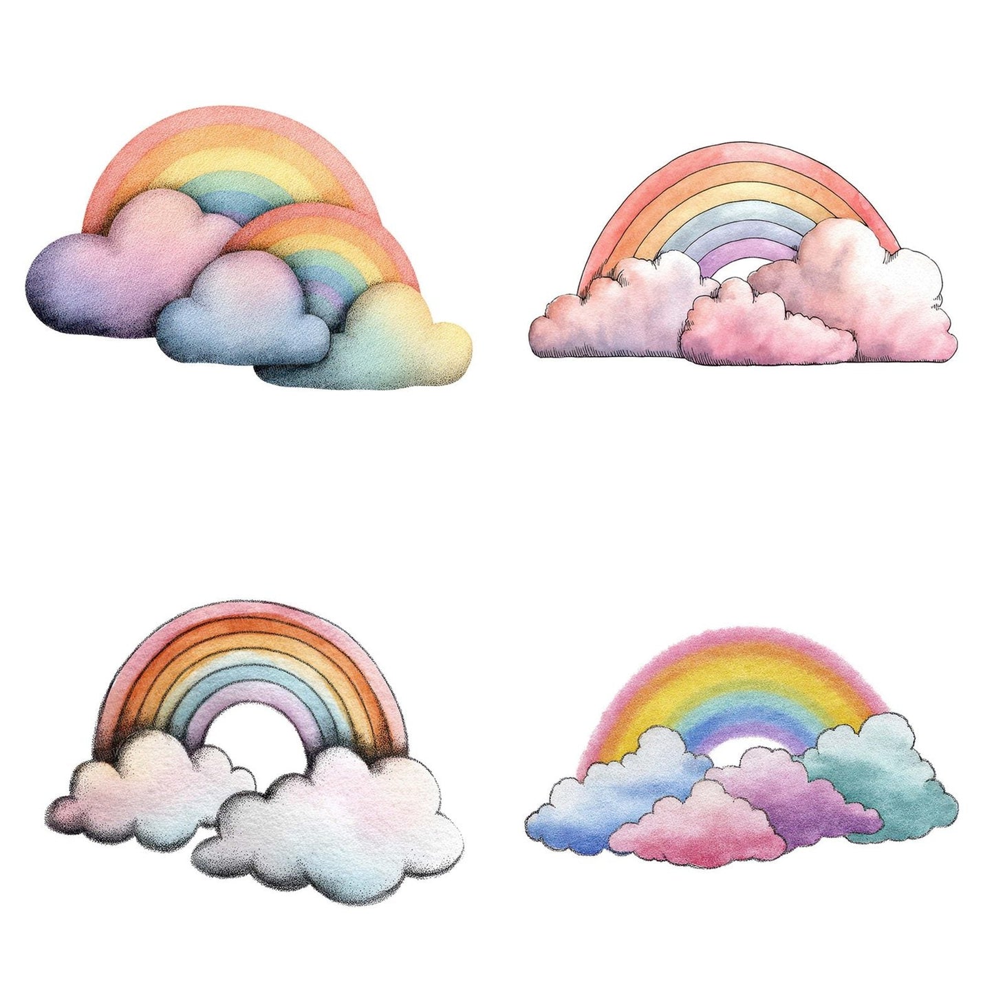 Watercolour Pastel Rainbow Clipart Set (DDD007254)