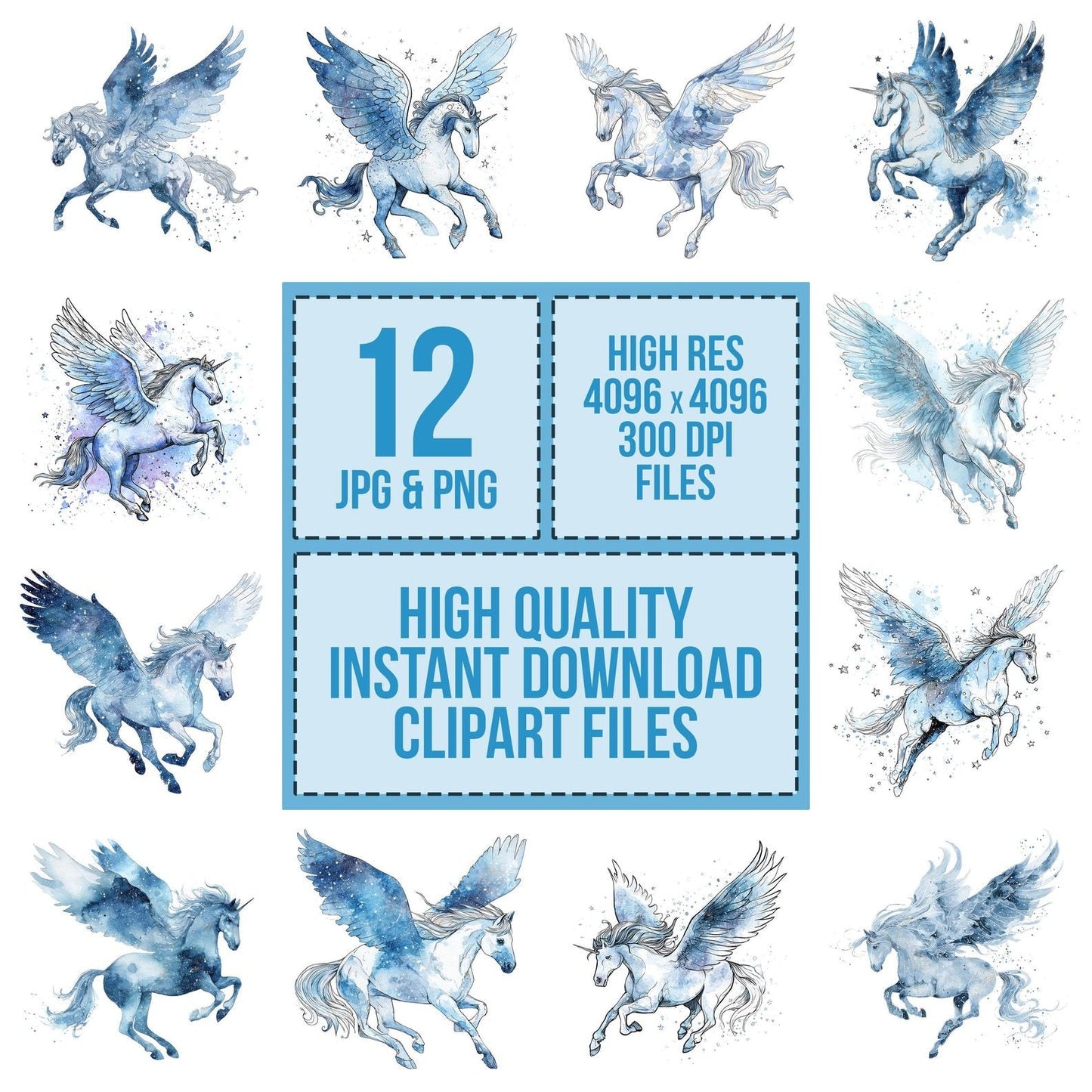 Watercolour Pegasus Clipart Set (DDD007256)