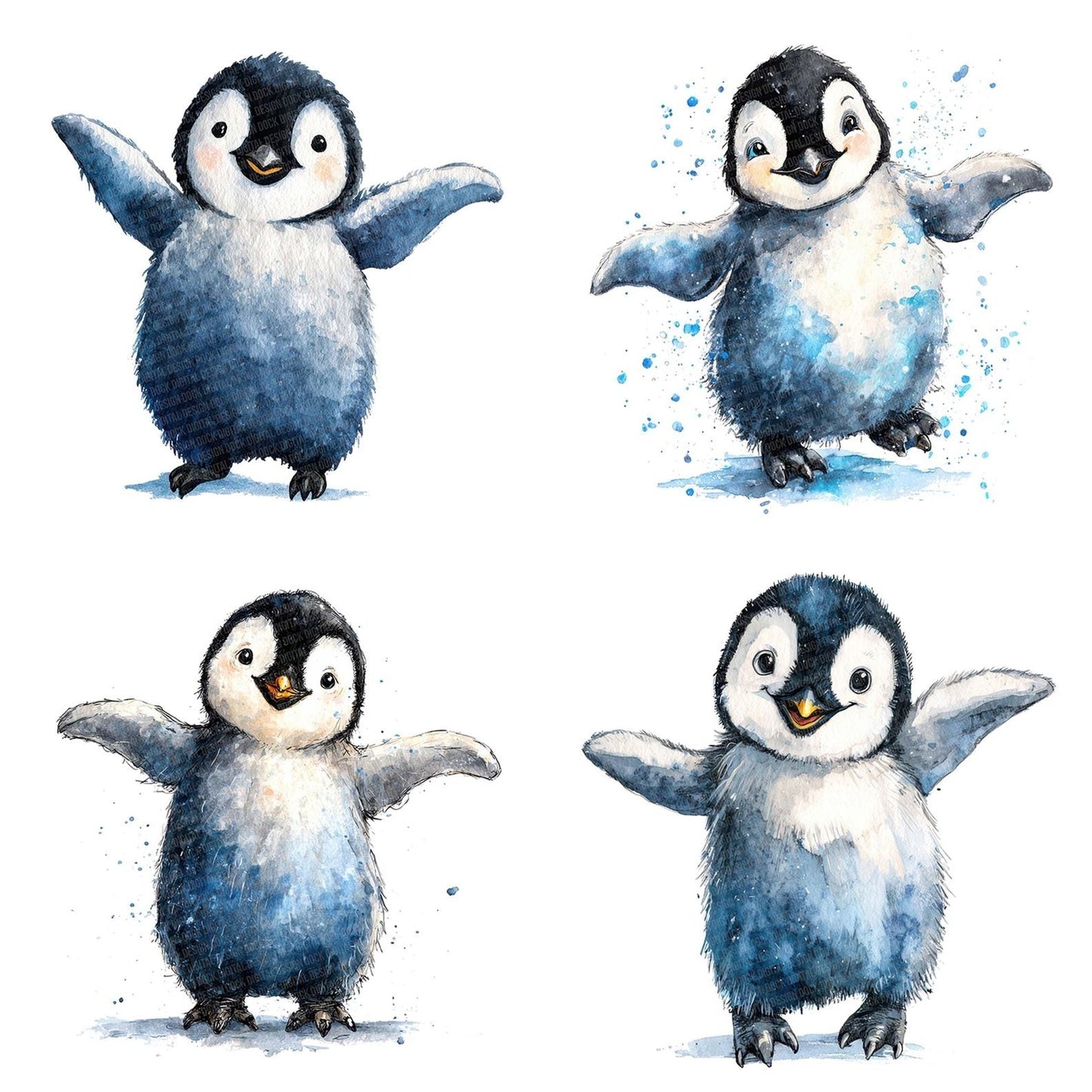 Watercolour Penguin Clipart Set (DDD007259)