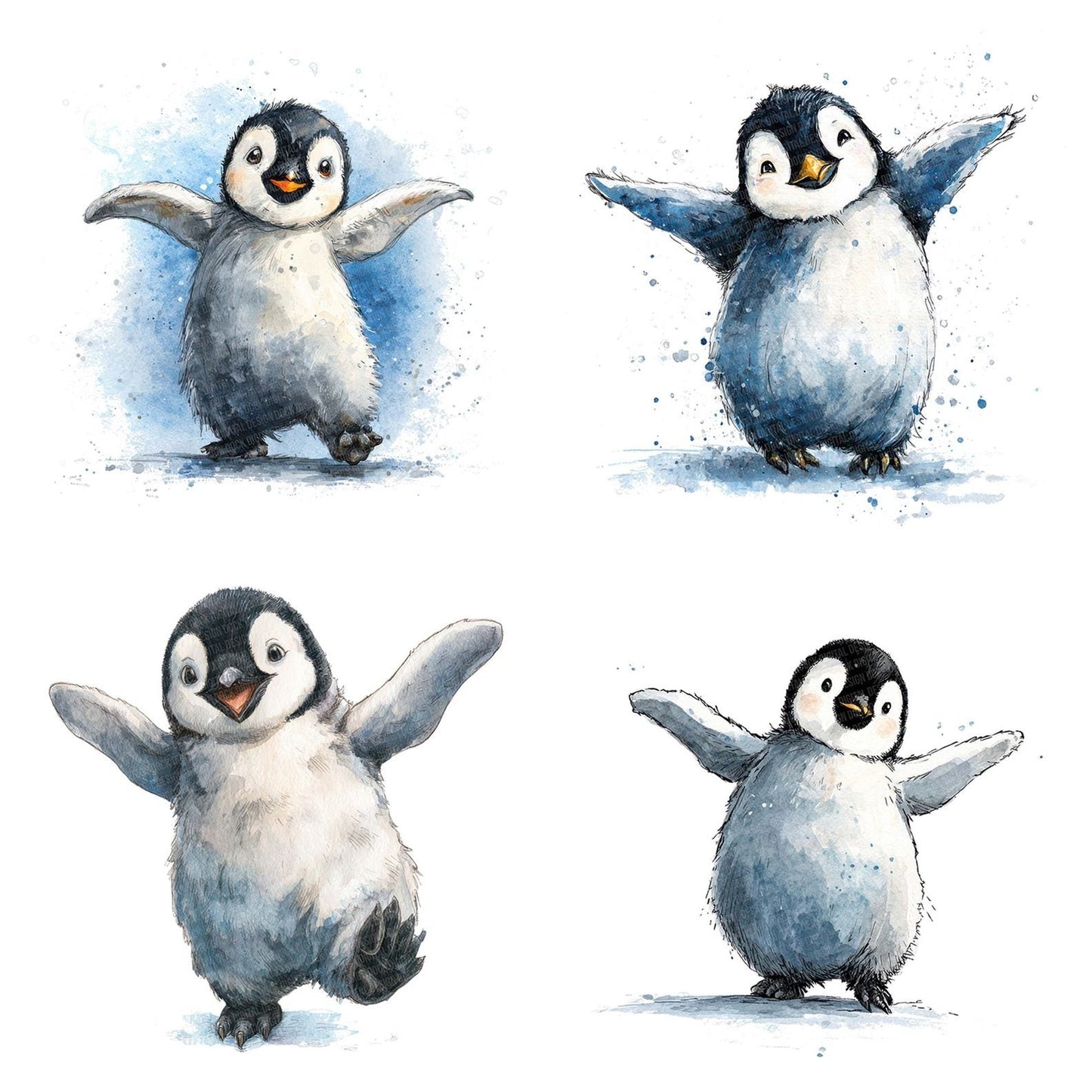 Watercolour Penguin Clipart Set (DDD007259)