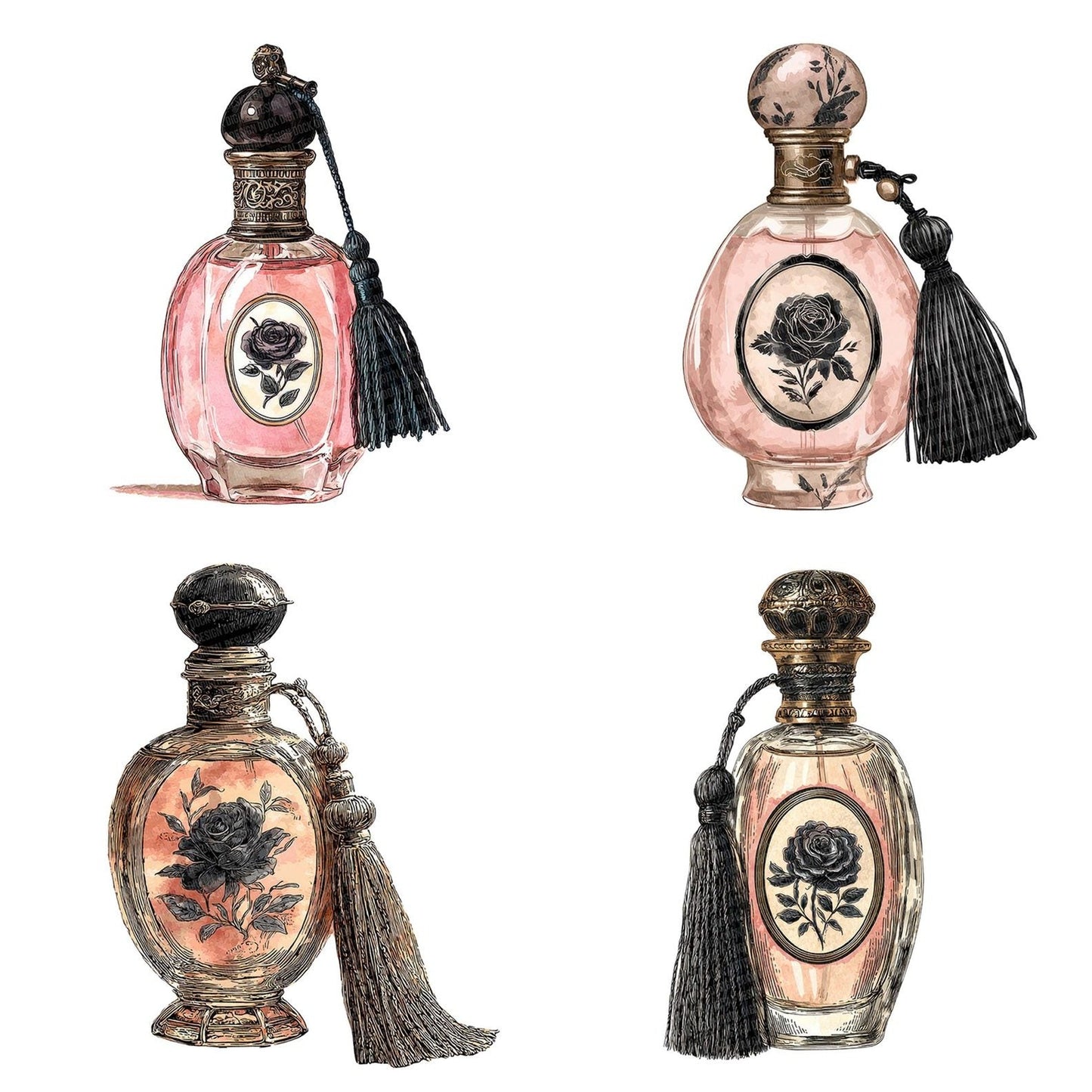 Watercolour Perfume Bottle Clipart Set (DDD007263)