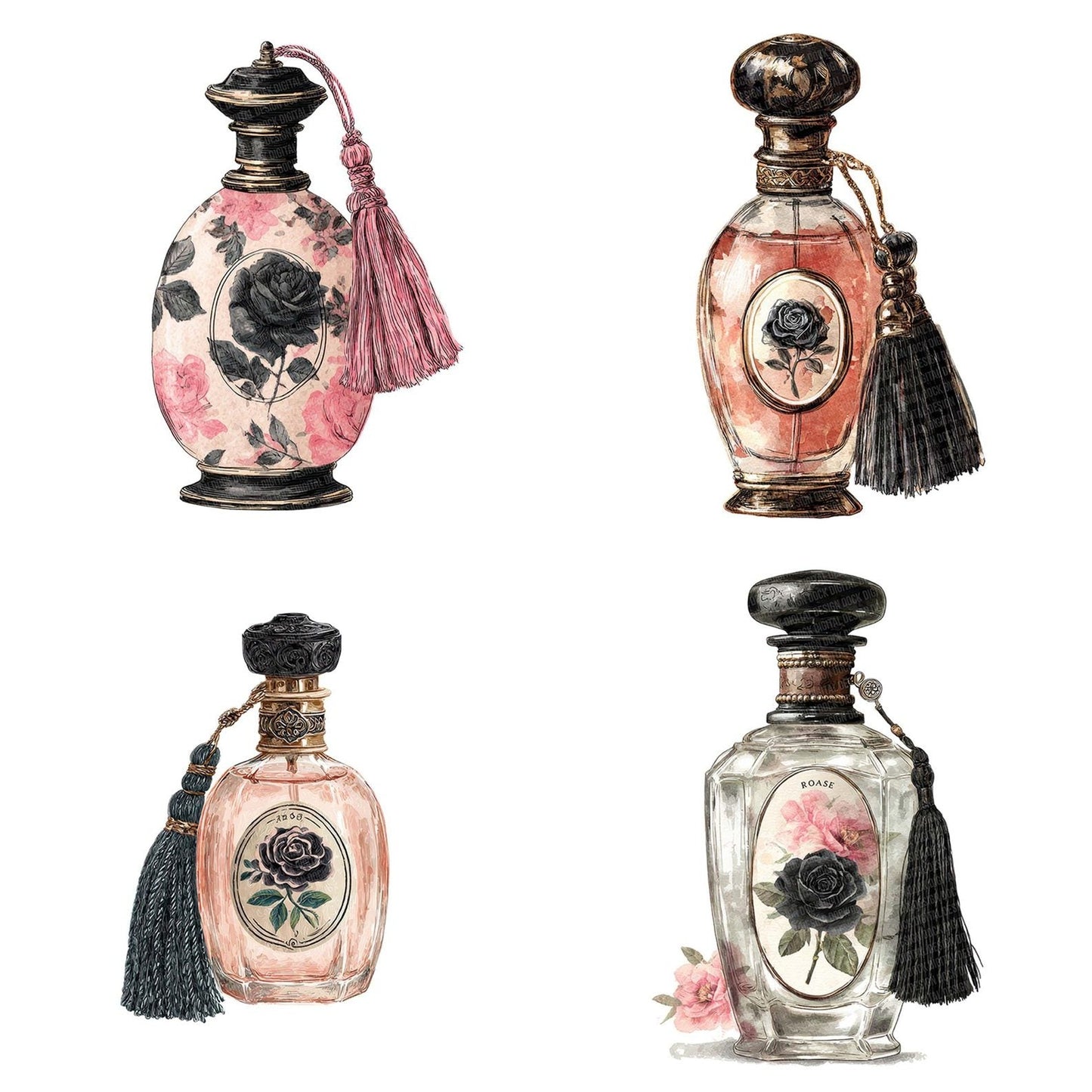 Watercolour Perfume Bottle Clipart Set (DDD007263)