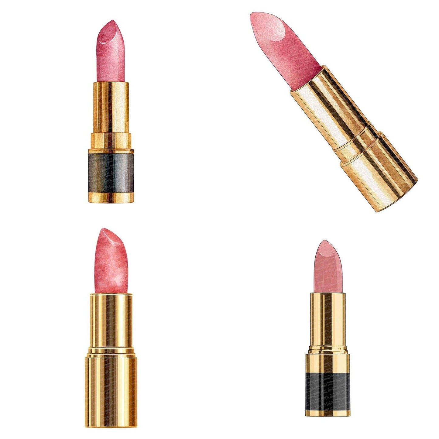 Watercolour Pink Lipstick Clipart Set (DDD007272)