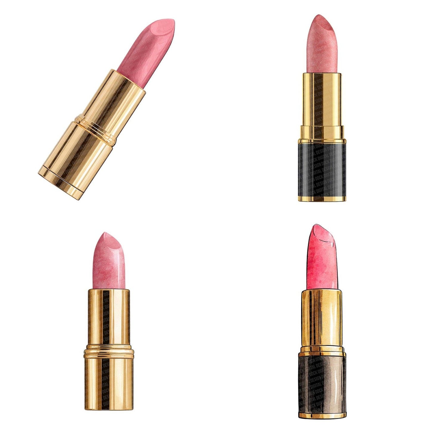 Watercolour Pink Lipstick Clipart Set (DDD007272)