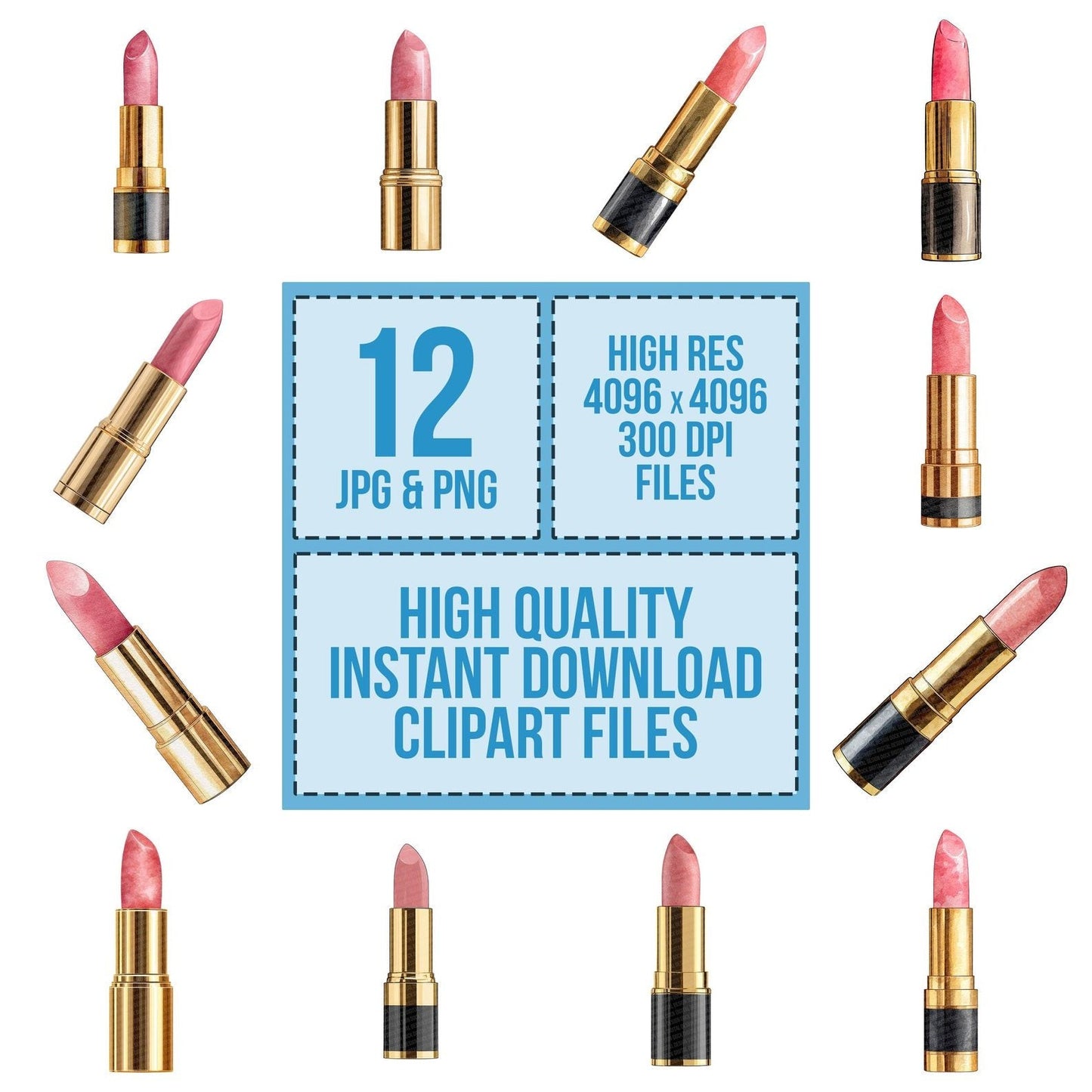 Watercolour Pink Lipstick Clipart Set (DDD007272)