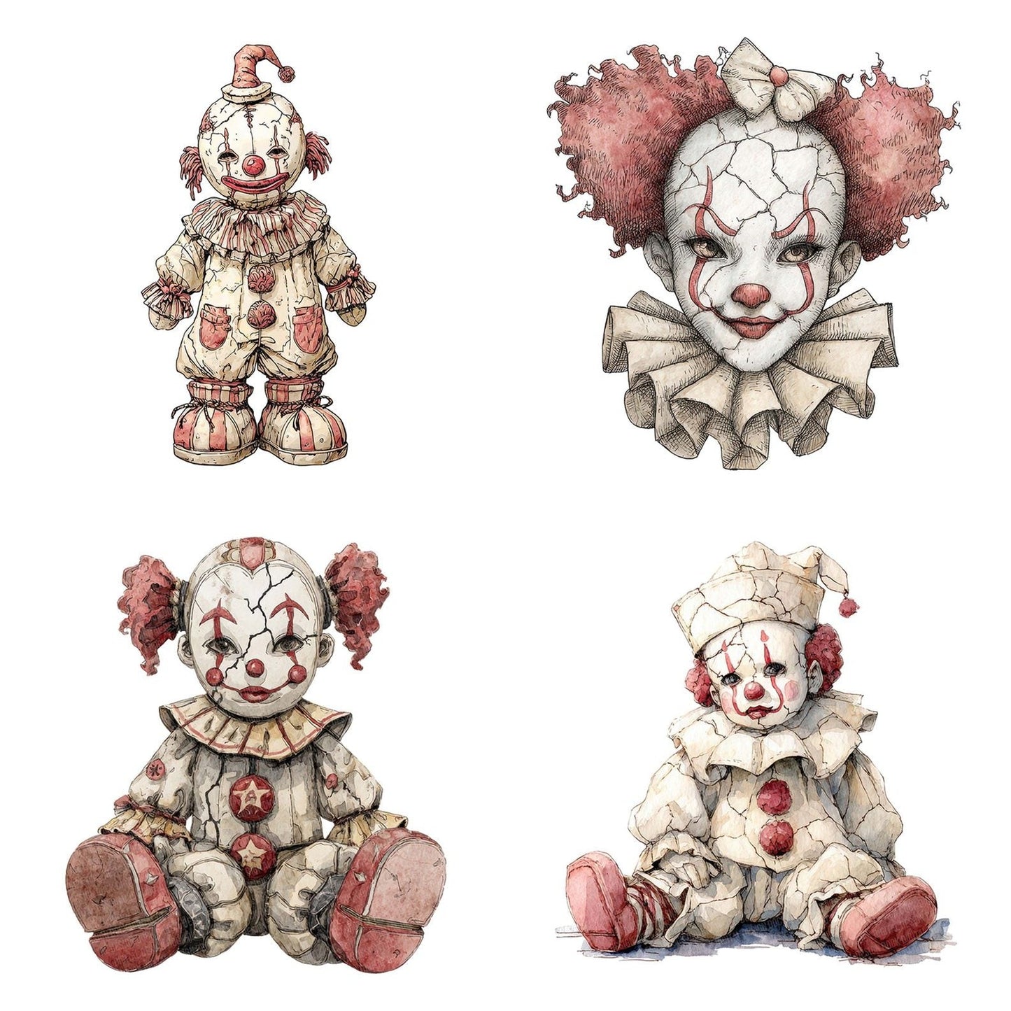 Watercolour Possessed Doll Clipart Set (DDD007278)