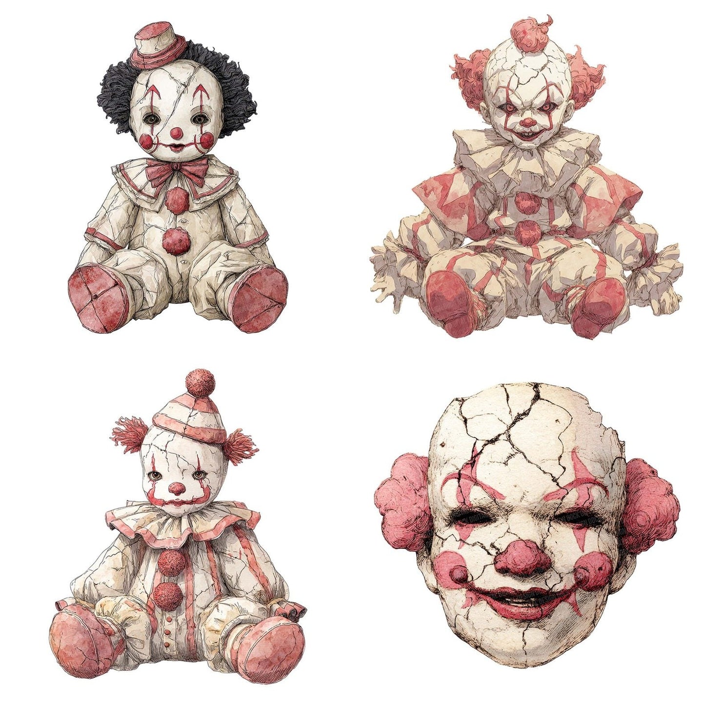 Watercolour Possessed Doll Clipart Set (DDD007278)