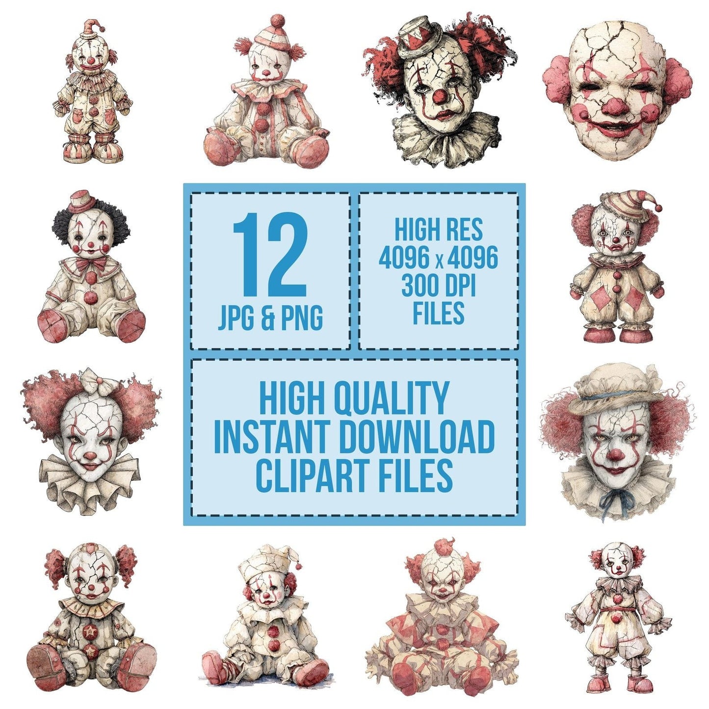 Watercolour Possessed Doll Clipart Set (DDD007278)
