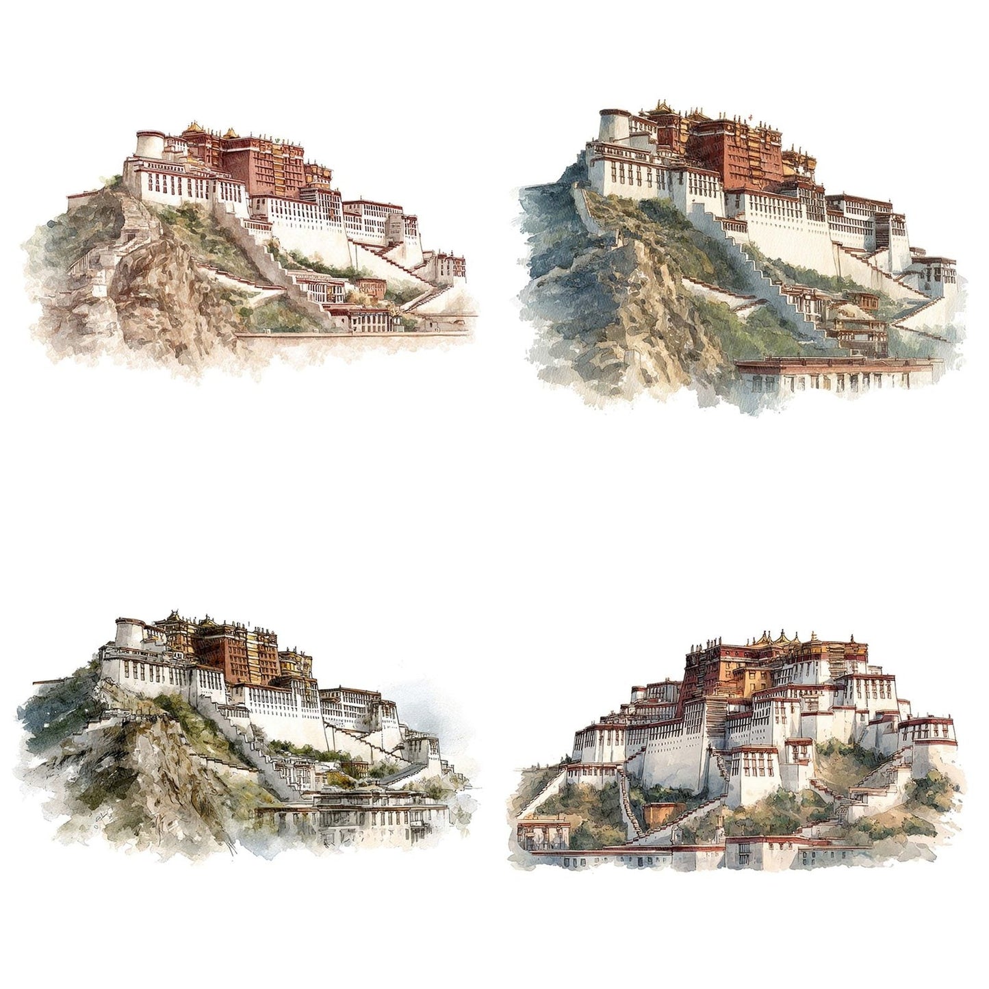 Watercolour Potala Palace Clipart Set (DDD007279)