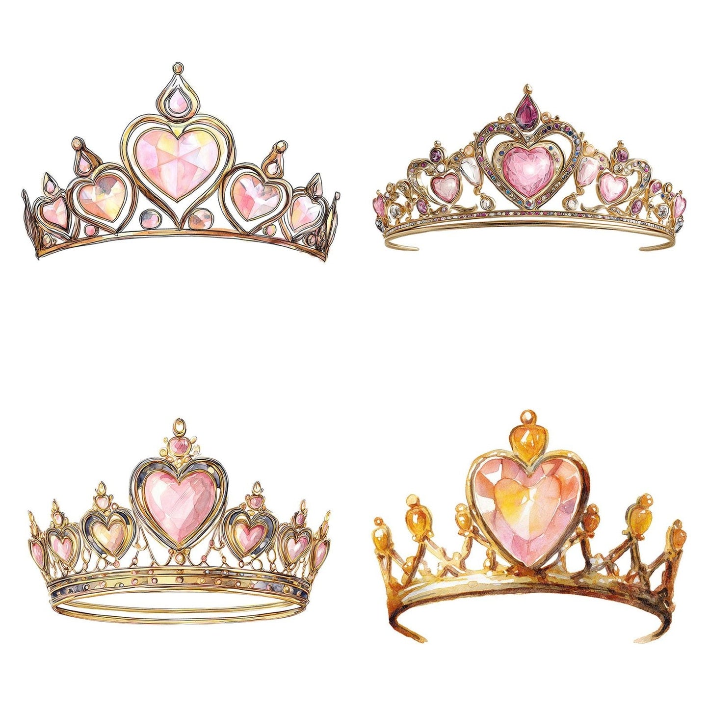 Watercolour Princess Tiara Clipart Set (DDD007282)