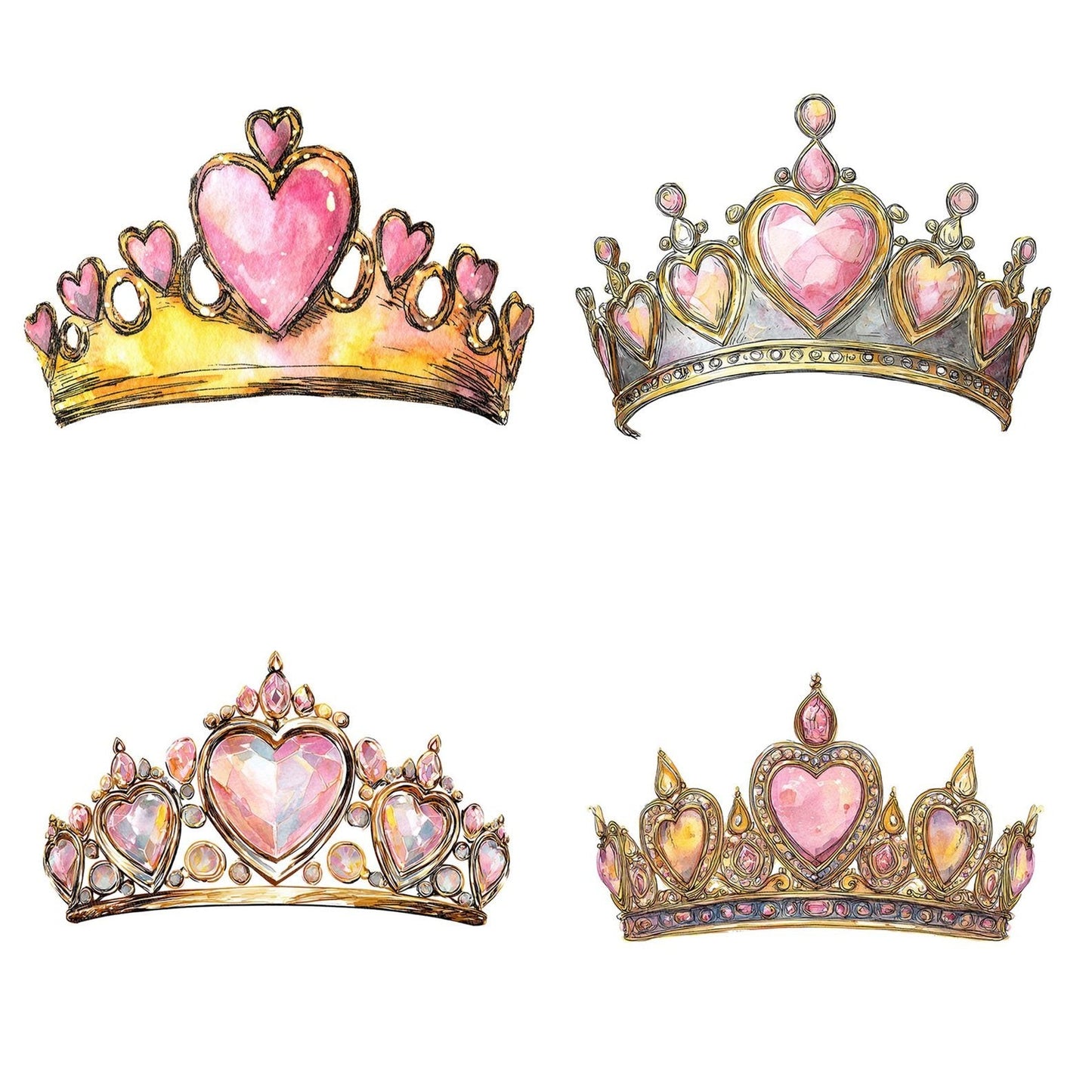 Watercolour Princess Tiara Clipart Set (DDD007282)
