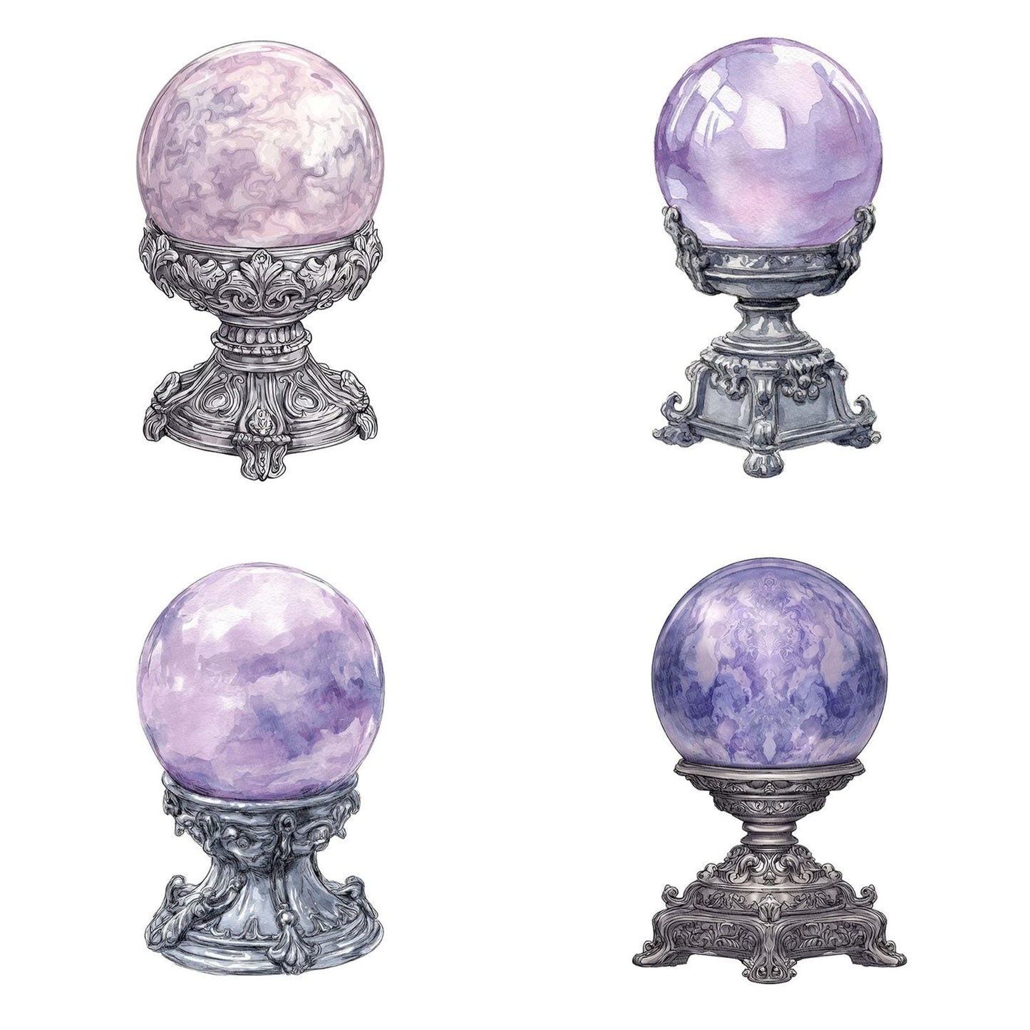 Watercolour Purple Crystal Ball Clipart Set (DDD007287)