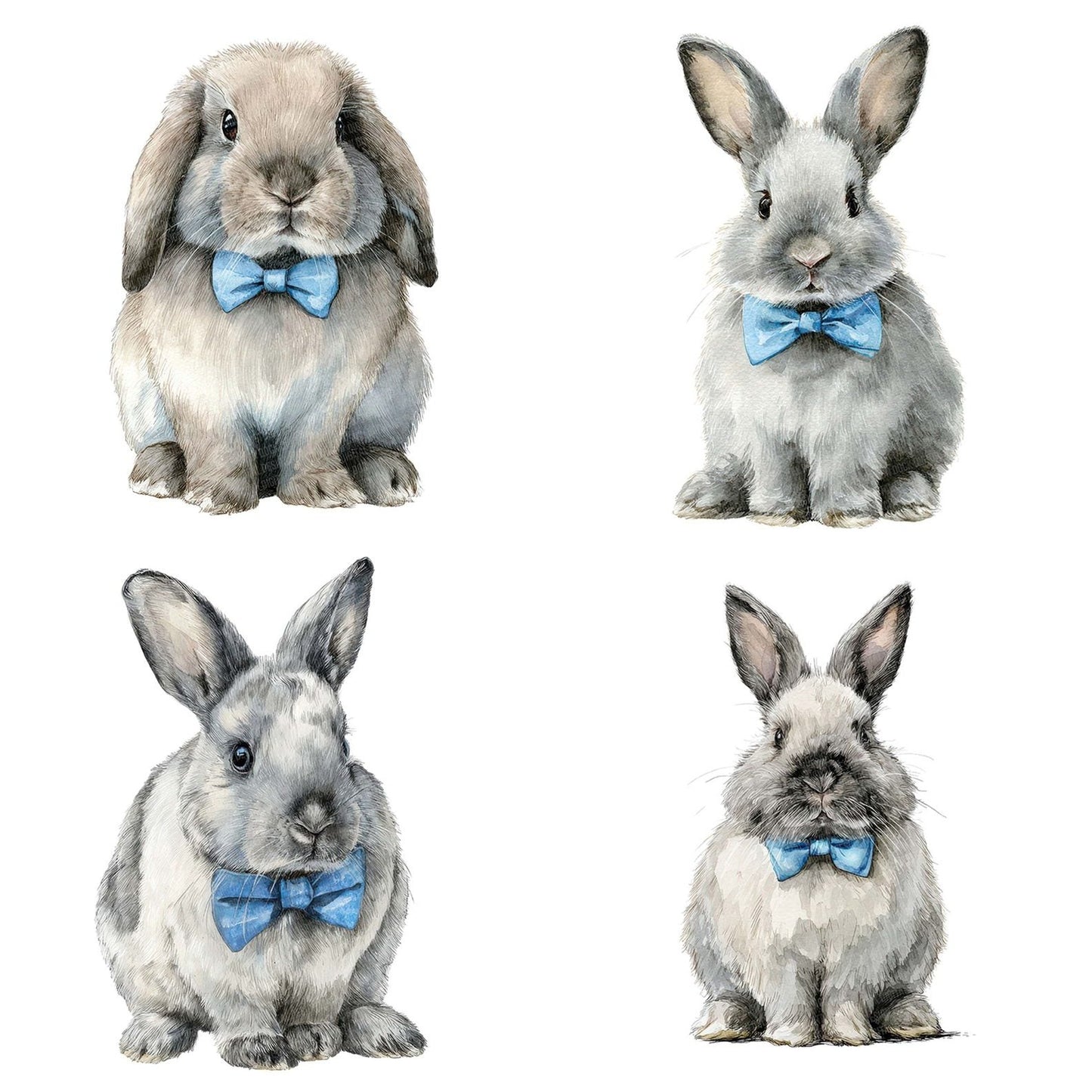 Watercolour Rabbit Bowtie Clipart Set (DDD007293)