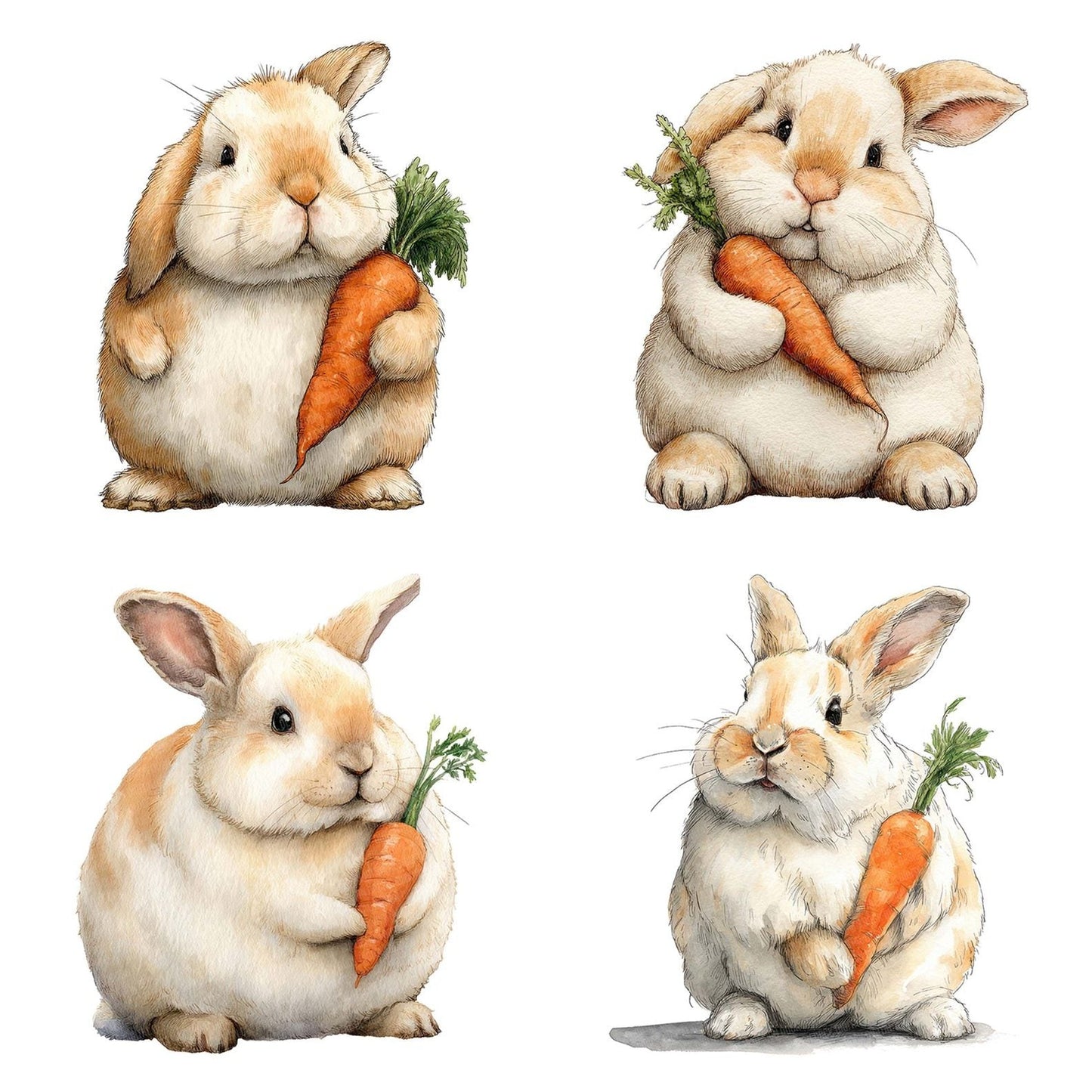 Watercolour Rabbit Carrot Clipart Set (DDD007294)