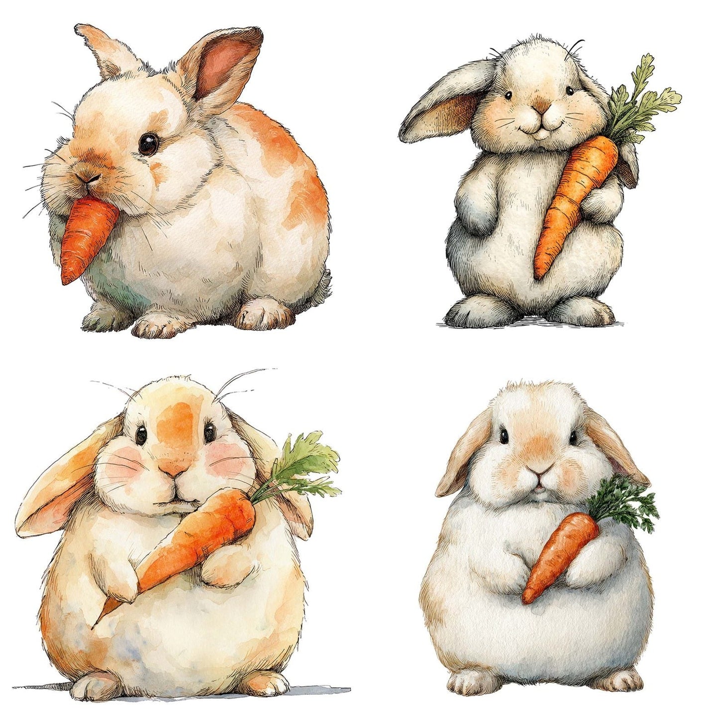 Watercolour Rabbit Carrot Clipart Set (DDD007294)