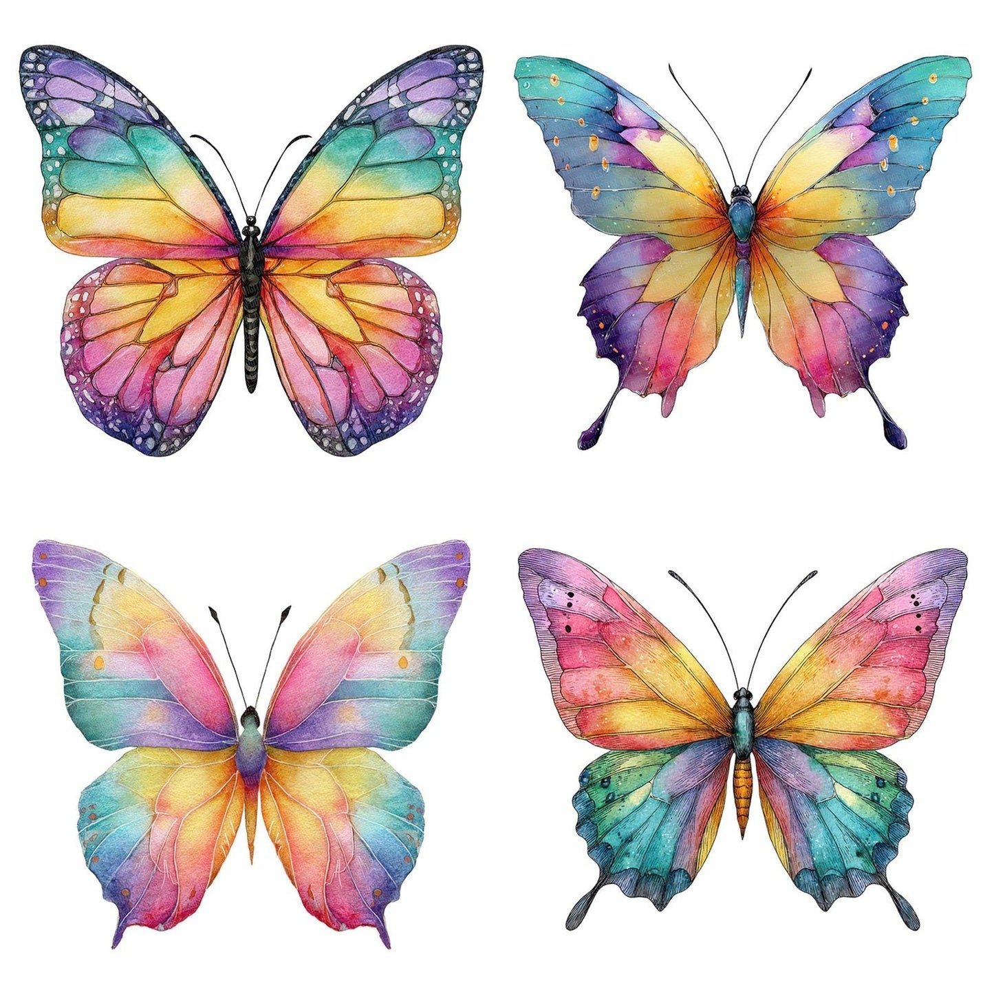 Watercolour Rainbow Butterfly Clipart Set (DDD007297)
