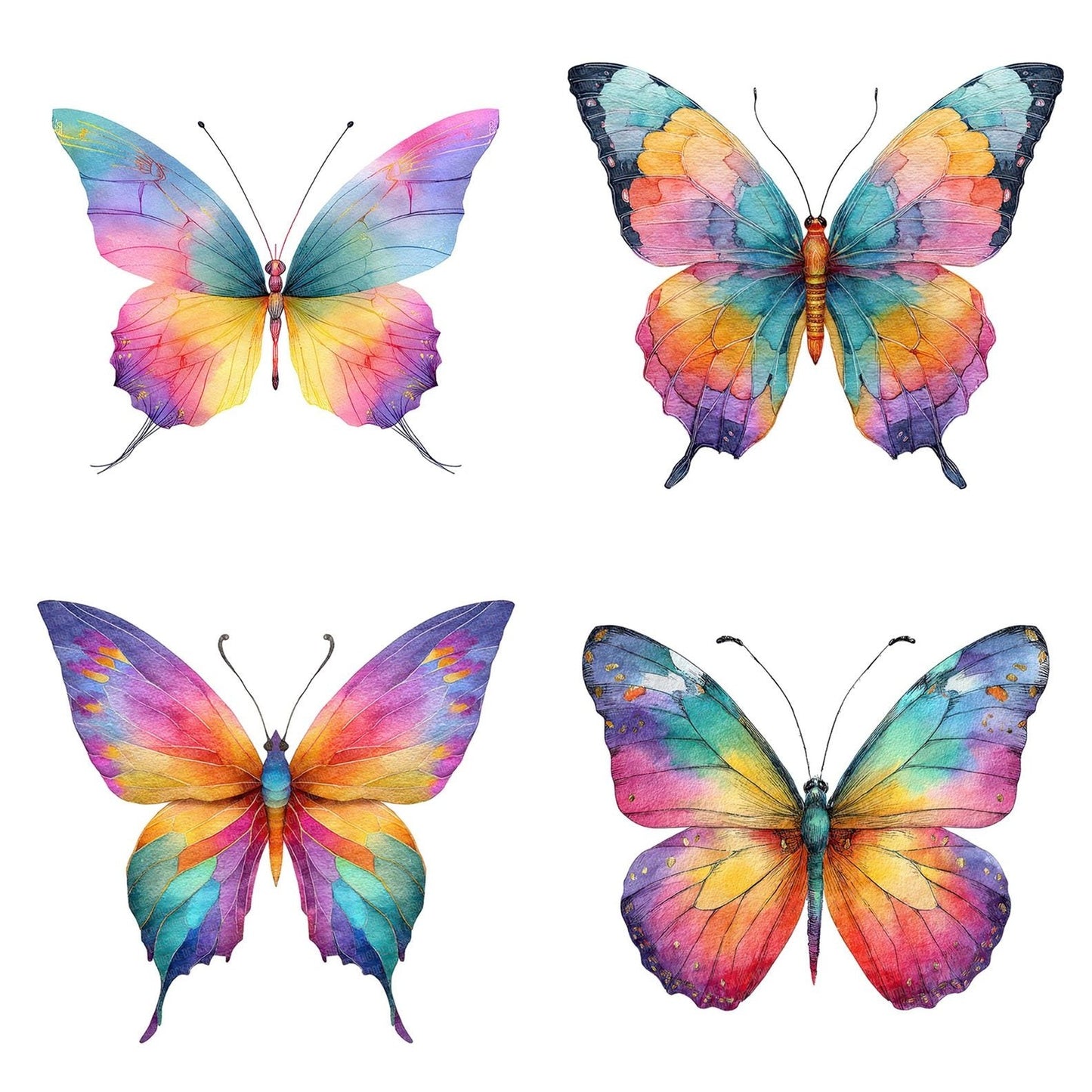 Watercolour Rainbow Butterfly Clipart Set (DDD007297)