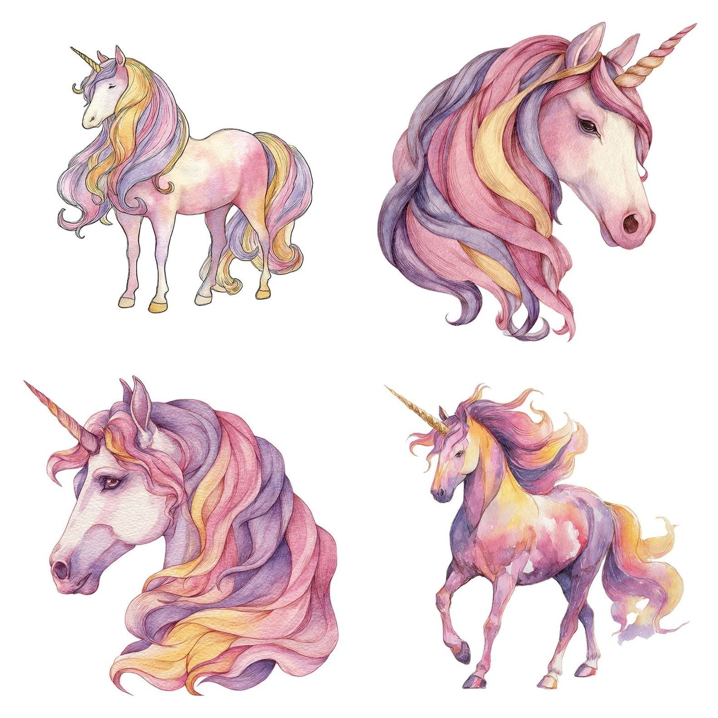 Watercolour Rainbow Unicorn Clipart Set (DDD007302)