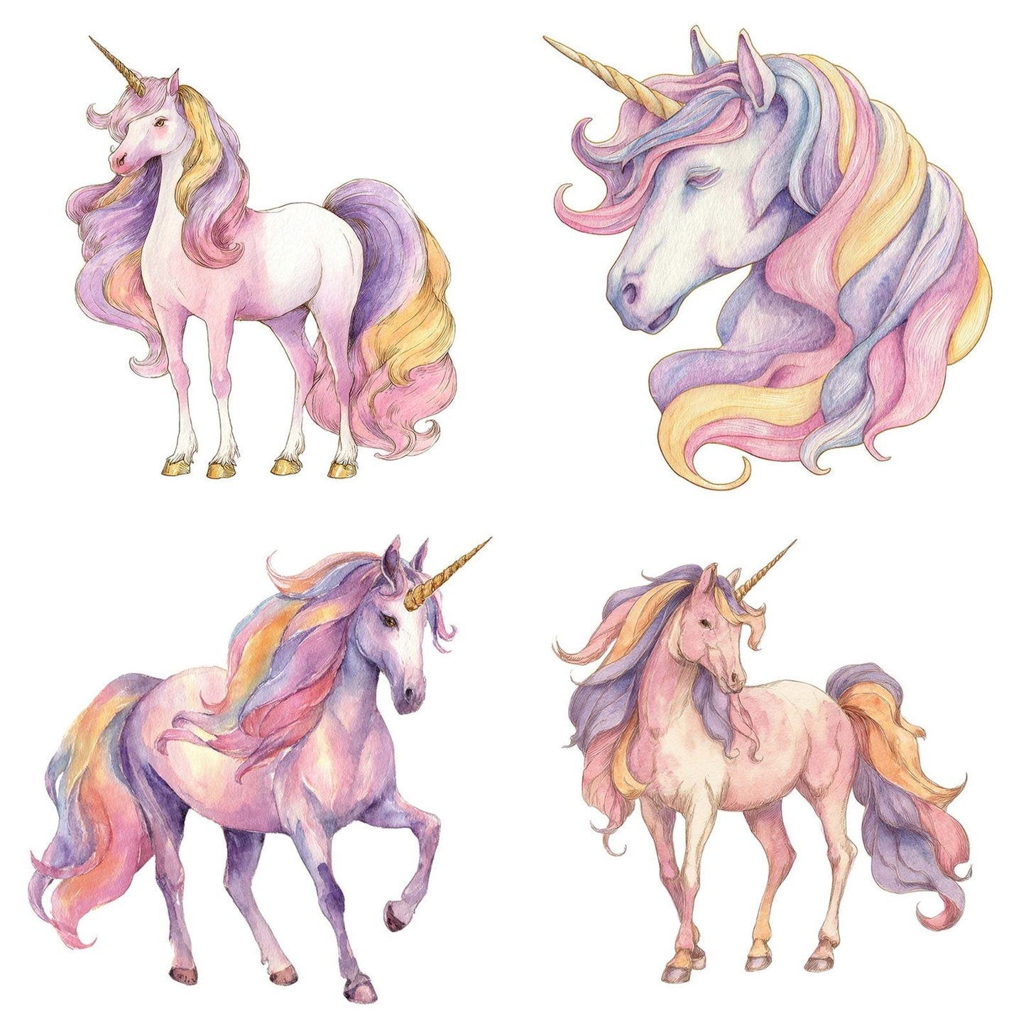Watercolour Rainbow Unicorn Clipart Set (DDD007302)