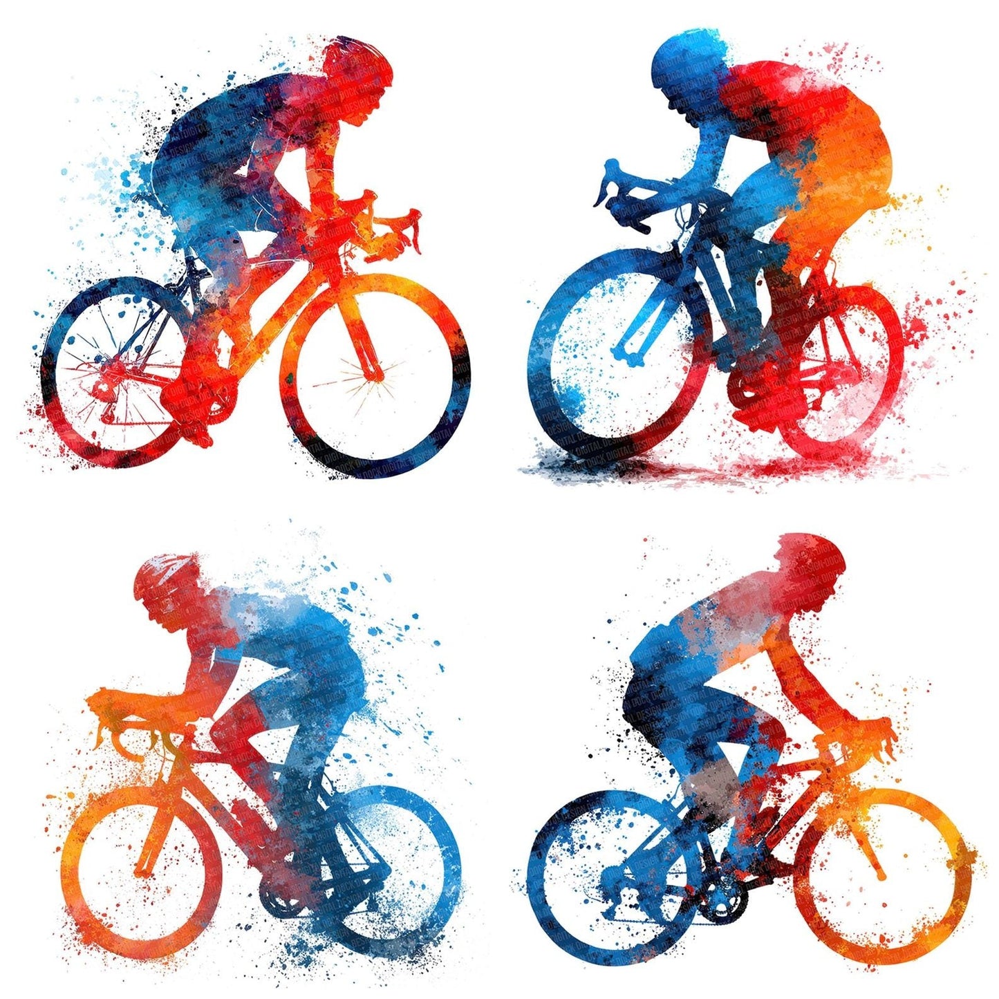 Watercolour Road Cyclist Clipart Set (DDD007314)