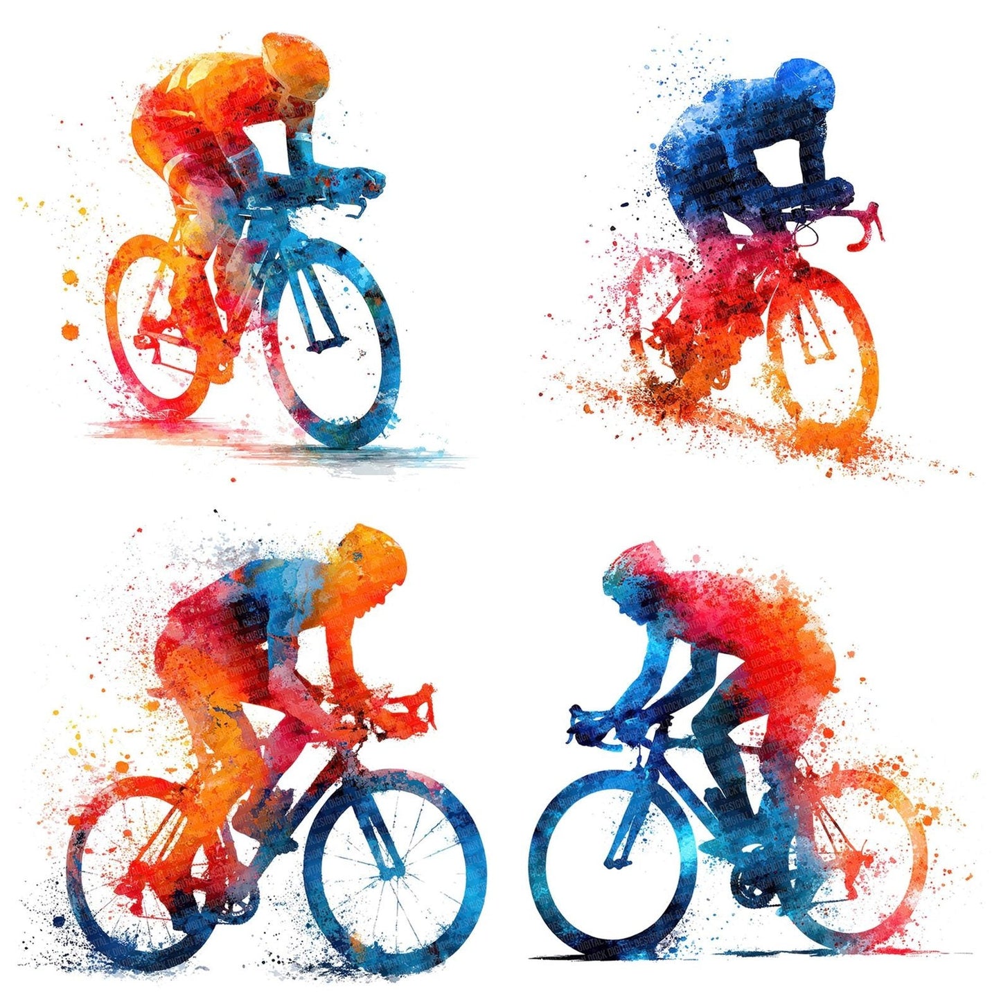 Watercolour Road Cyclist Clipart Set (DDD007314)