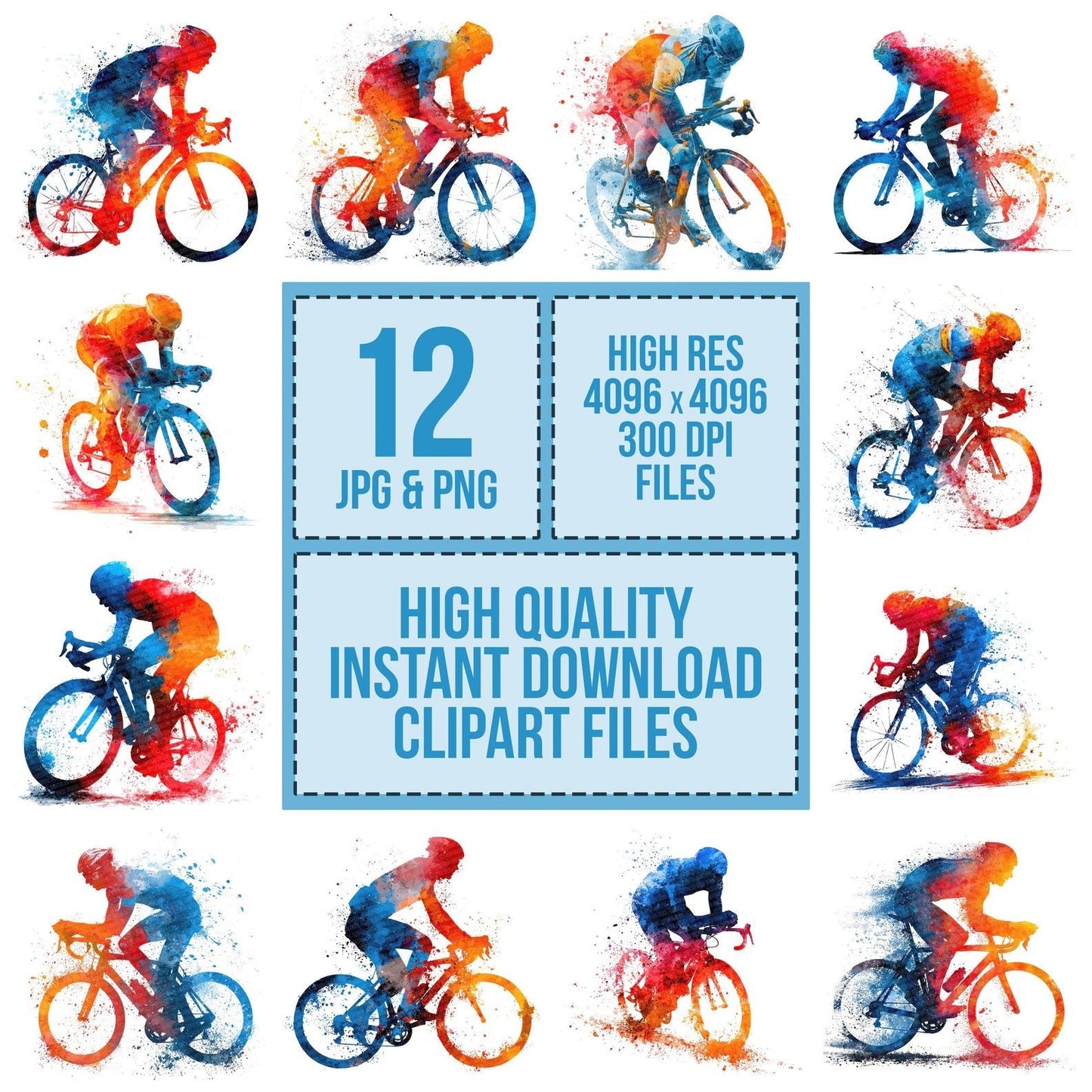 Watercolour Road Cyclist Clipart Set (DDD007314)