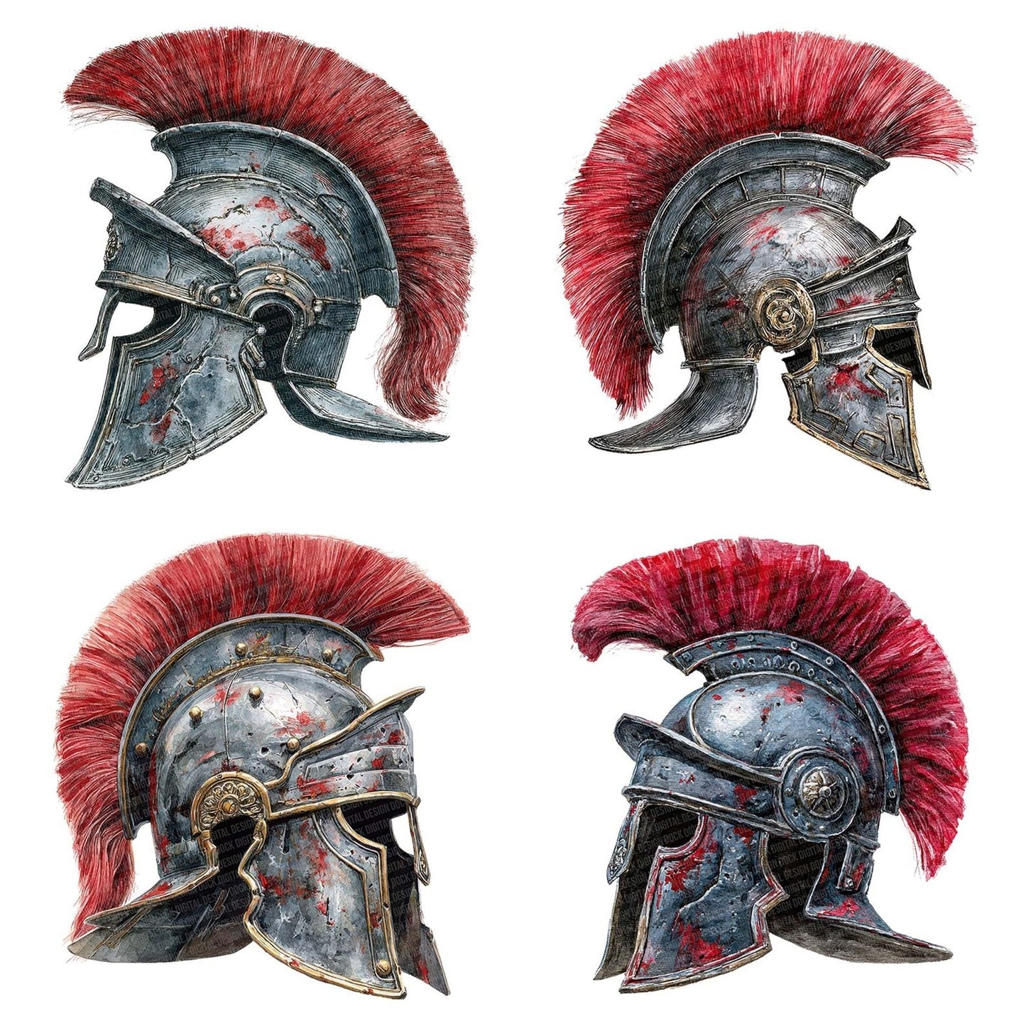 Watercolour Roman Helmet Clipart Set (DDD007316)