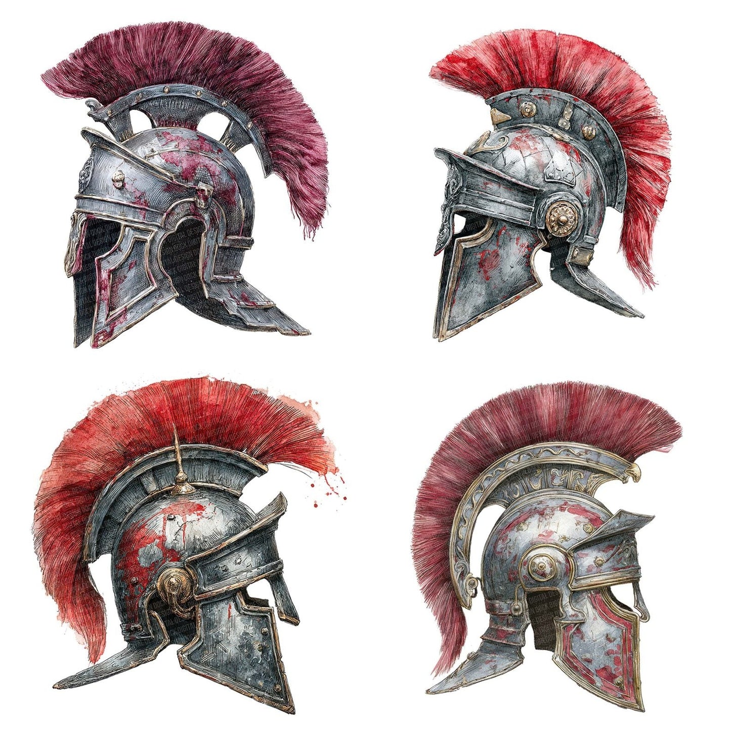 Watercolour Roman Helmet Clipart Set (DDD007316)