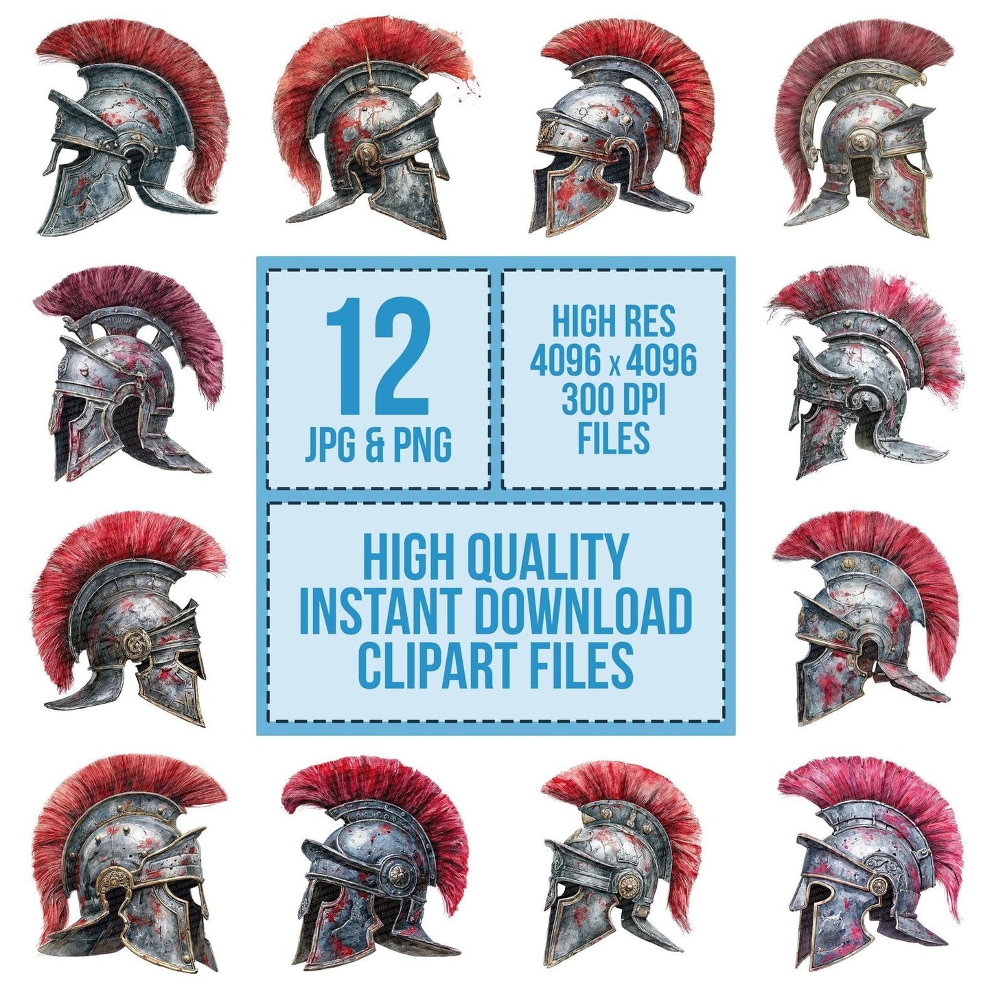 Watercolour Roman Helmet Clipart Set (DDD007316)