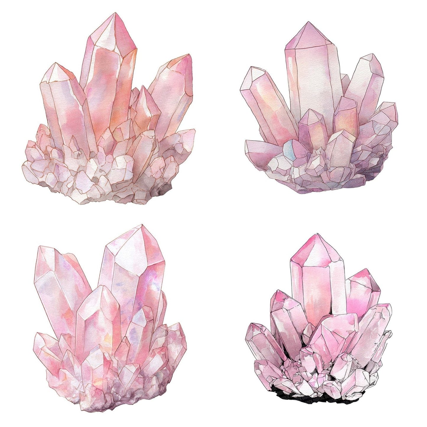 Watercolour Rose Quartz Clipart Set (DDD007319)